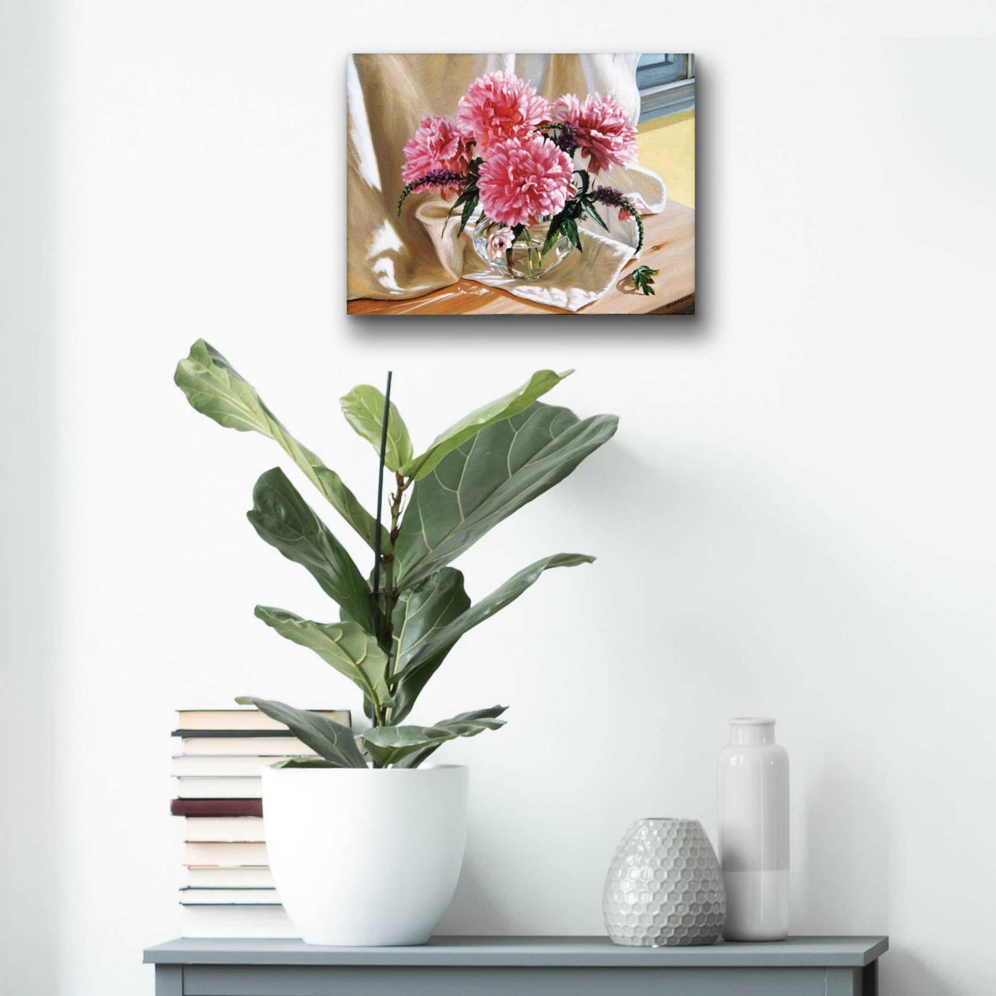 Epic Art 'Peonies' by Robin Anderson, Acrylic Glass Wall Art,16x12