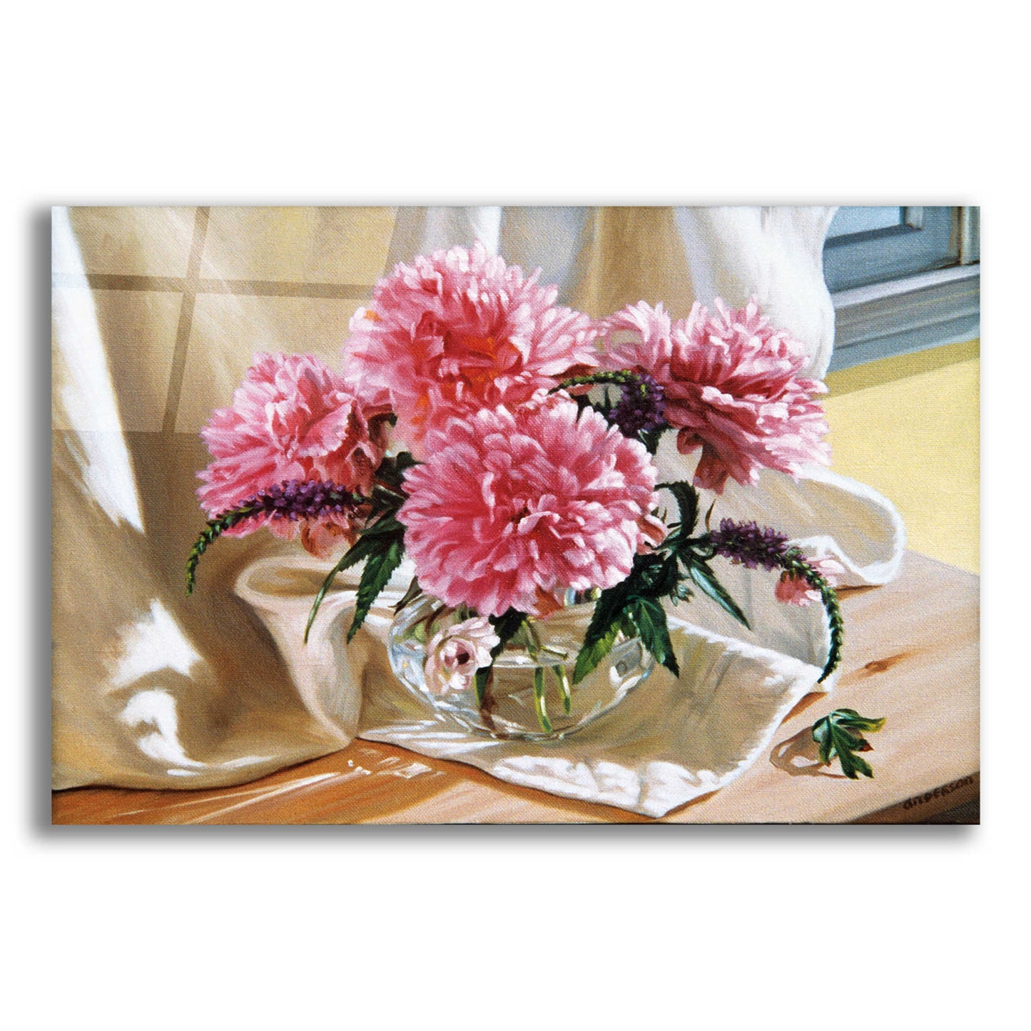 Epic Art 'Peonies' by Robin Anderson, Acrylic Glass Wall Art,16x12