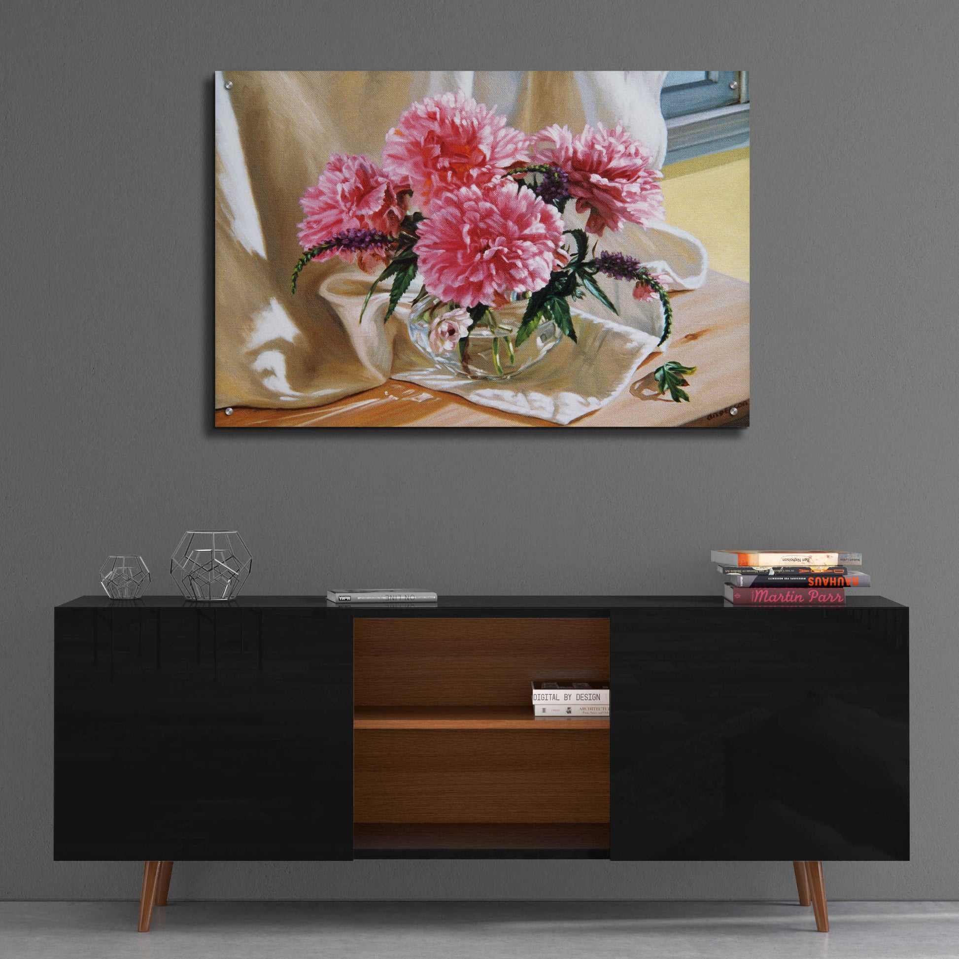 Epic Art 'Peonies' by Robin Anderson, Acrylic Glass Wall Art,36x24