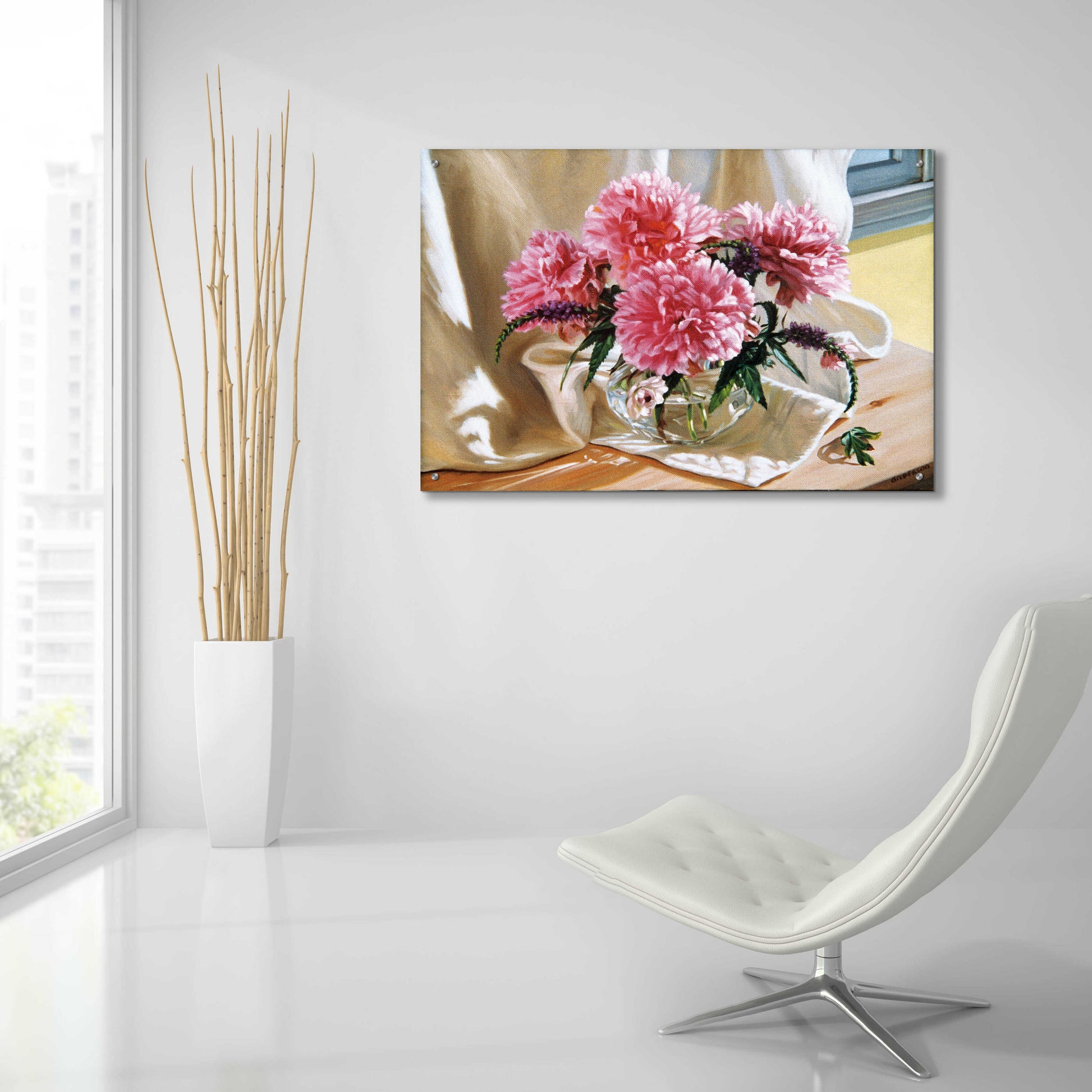 Epic Art 'Peonies' by Robin Anderson, Acrylic Glass Wall Art,36x24