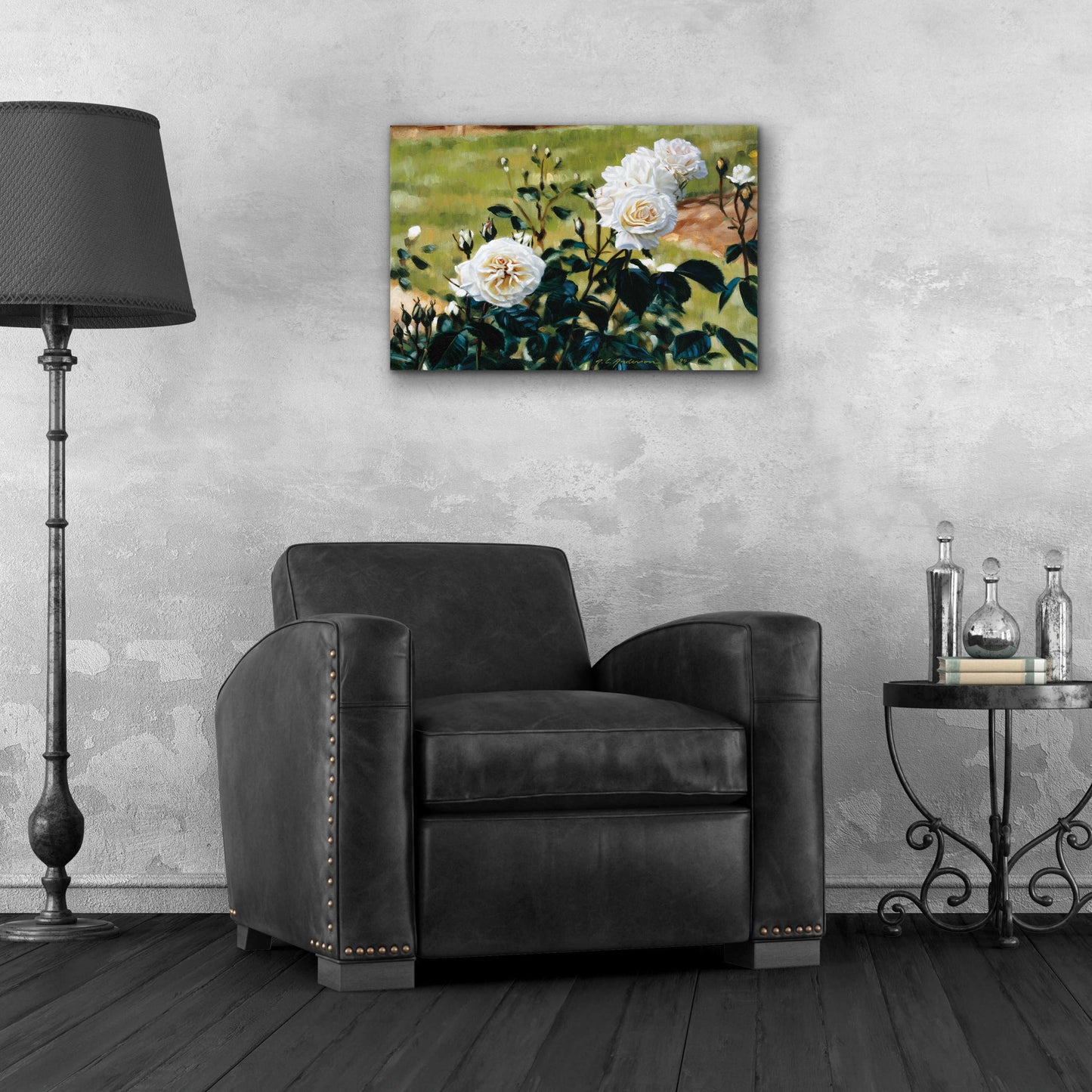 Epic Art 'White Roses' by Robin Anderson, Acrylic Glass Wall Art,24x16