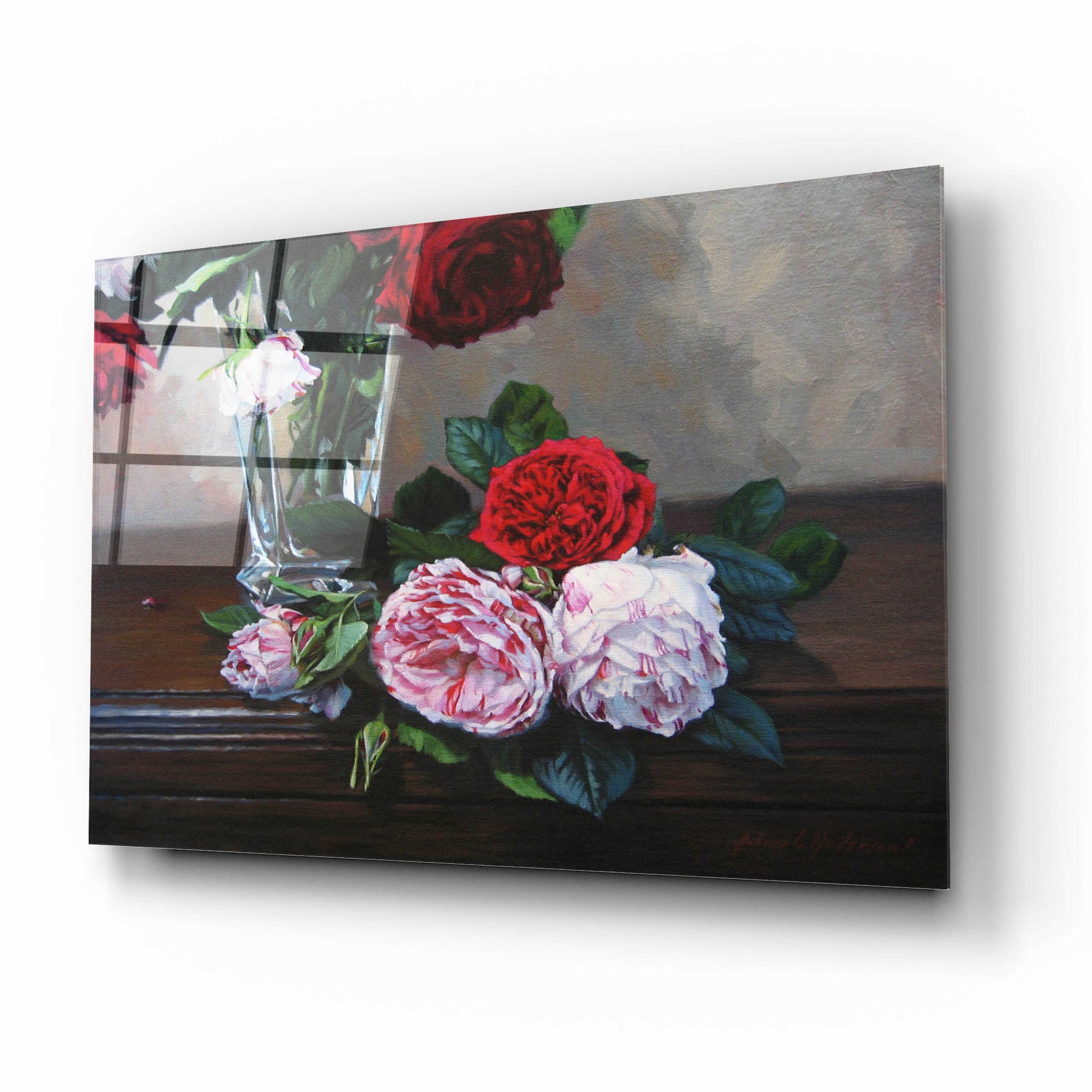 Epic Art 'Ruby And Peppermint Roses' by Robin Anderson, Acrylic Glass Wall Art,16x12