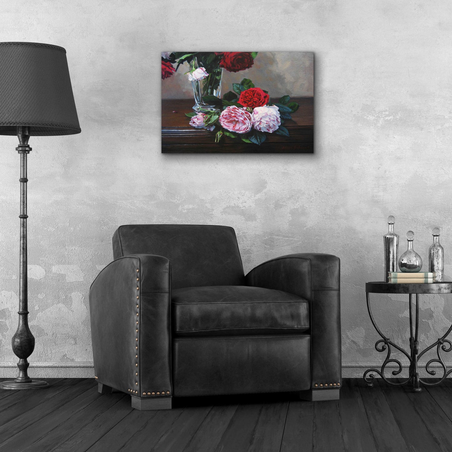 Epic Art 'Ruby And Peppermint Roses' by Robin Anderson, Acrylic Glass Wall Art,24x16