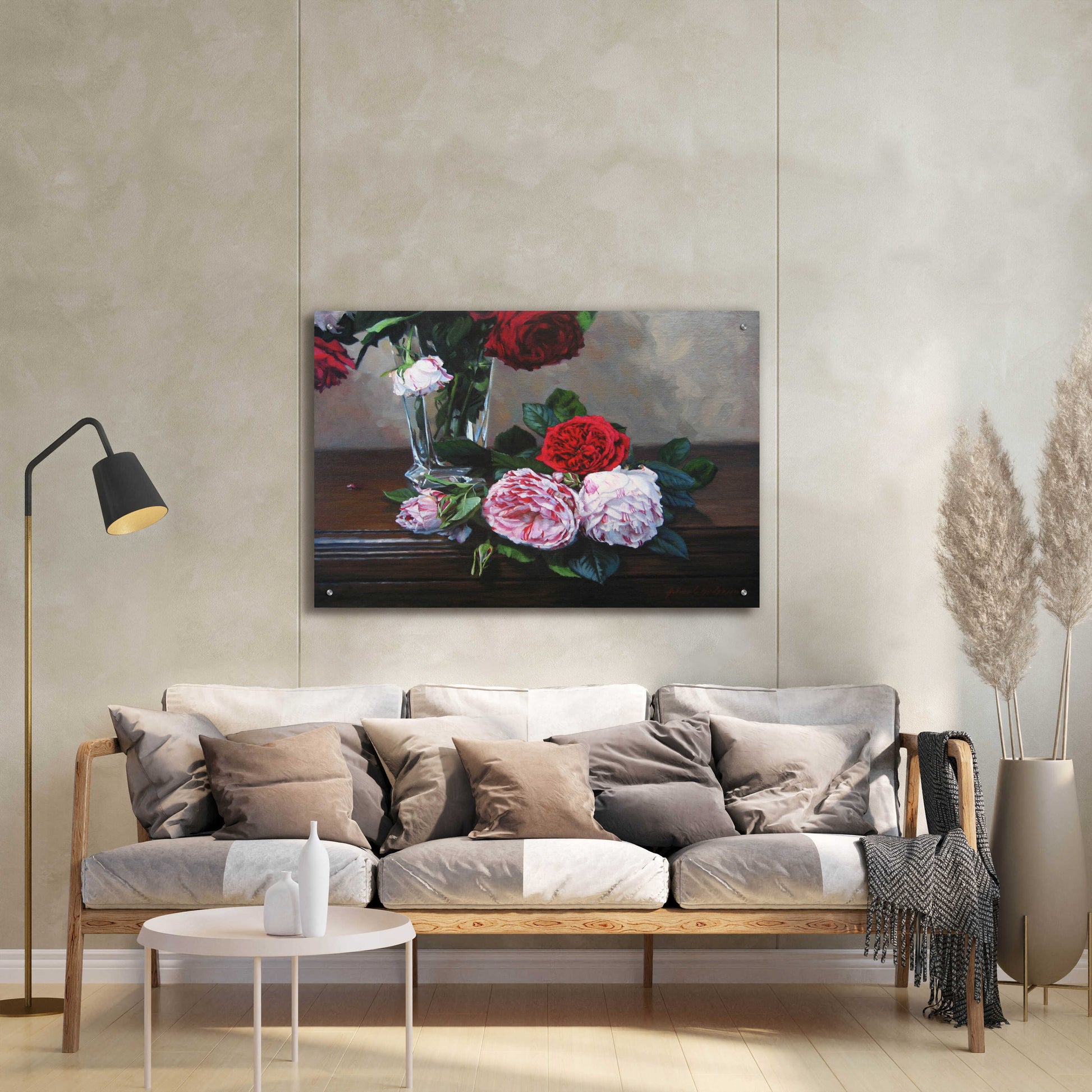 Epic Art 'Ruby And Peppermint Roses' by Robin Anderson, Acrylic Glass Wall Art,36x24