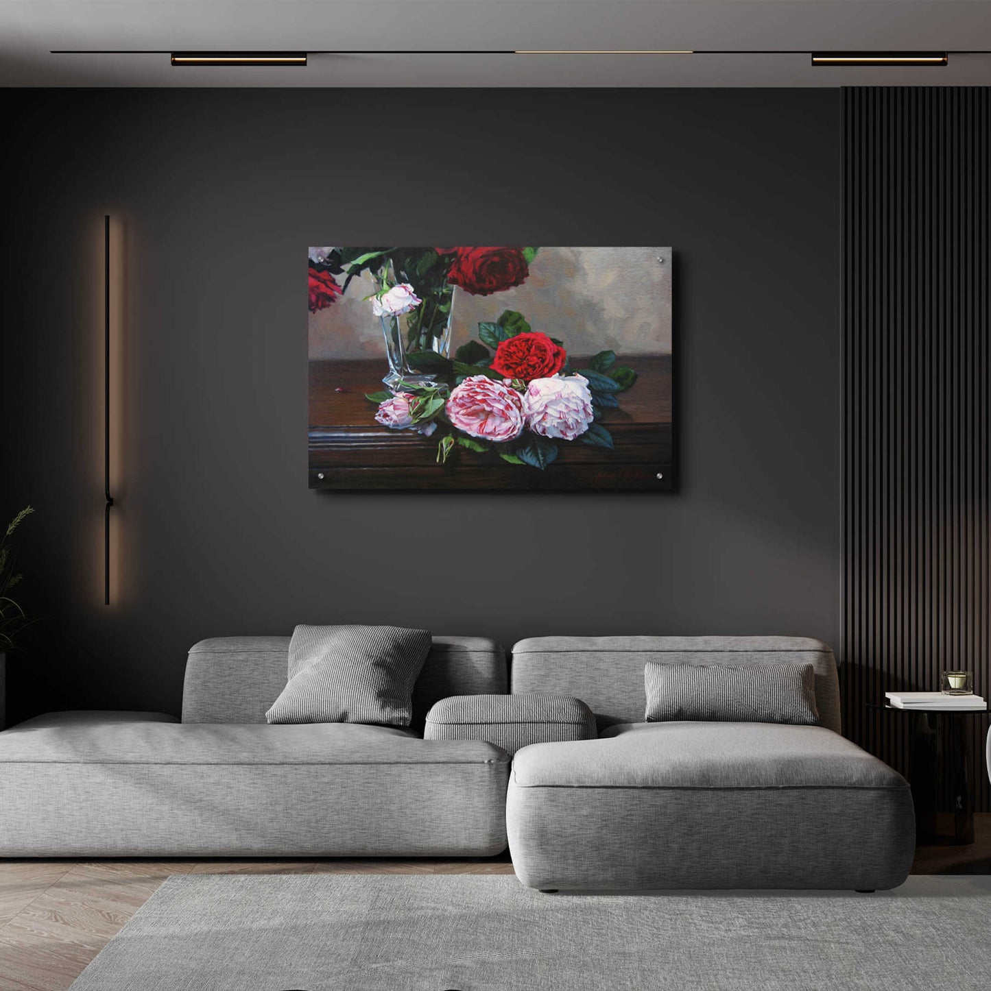 Epic Art 'Ruby And Peppermint Roses' by Robin Anderson, Acrylic Glass Wall Art,36x24