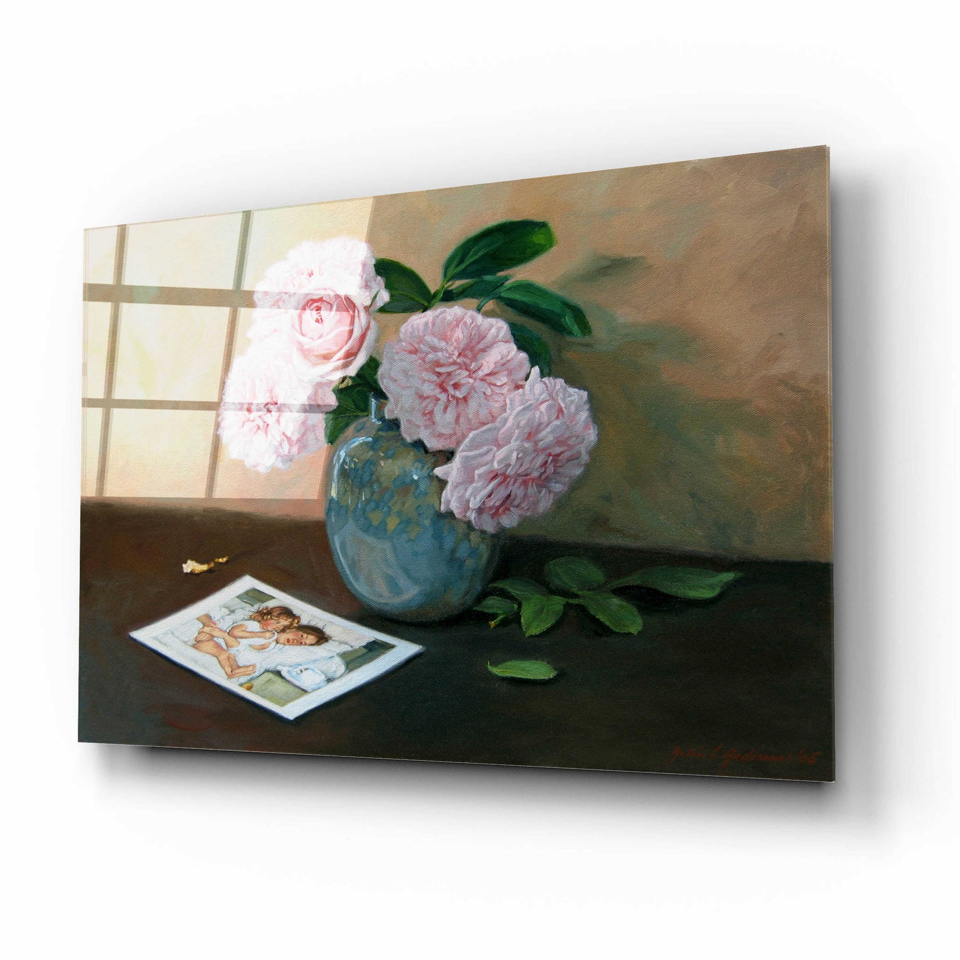 Epic Art 'Pink Floral' by Robin Anderson, Acrylic Glass Wall Art,16x12