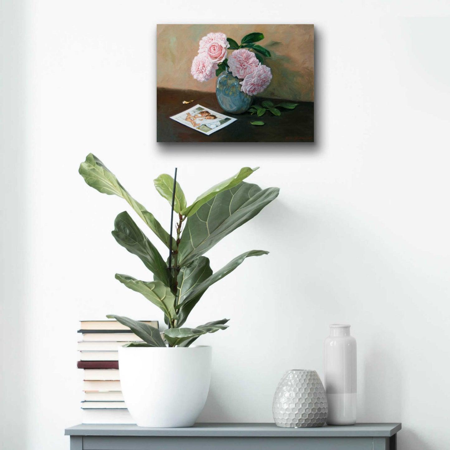 Epic Art 'Pink Floral' by Robin Anderson, Acrylic Glass Wall Art,16x12