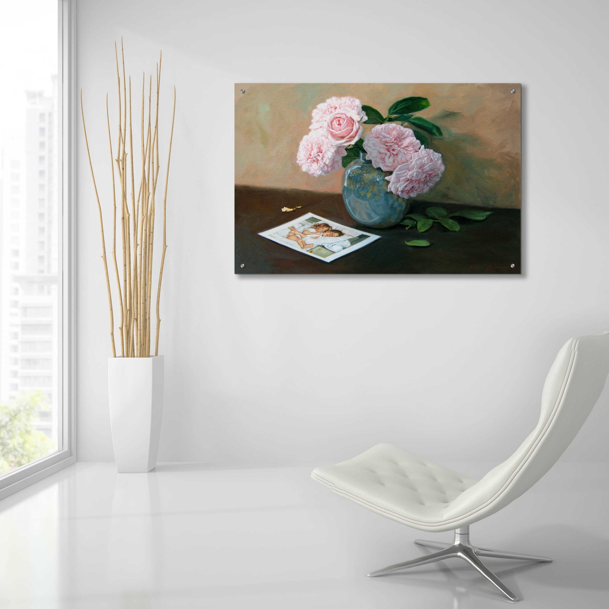 Epic Art 'Pink Floral' by Robin Anderson, Acrylic Glass Wall Art,36x24