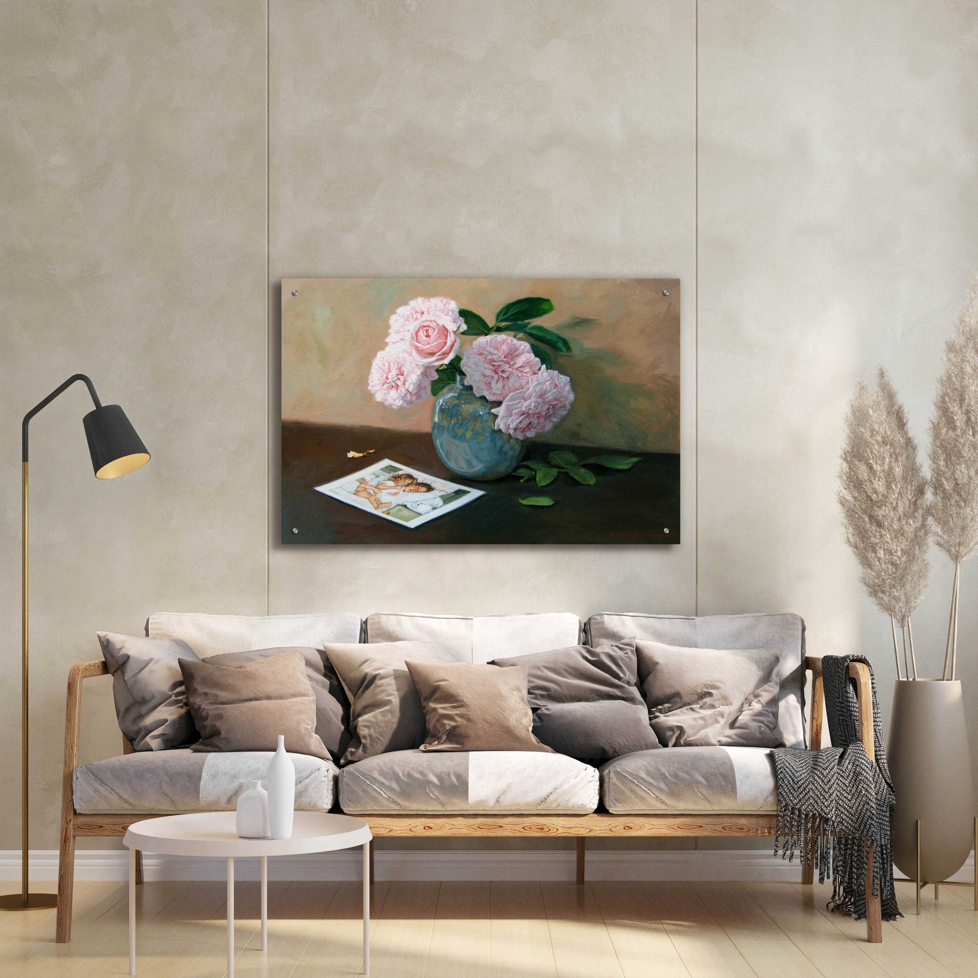 Epic Art 'Pink Floral' by Robin Anderson, Acrylic Glass Wall Art,36x24