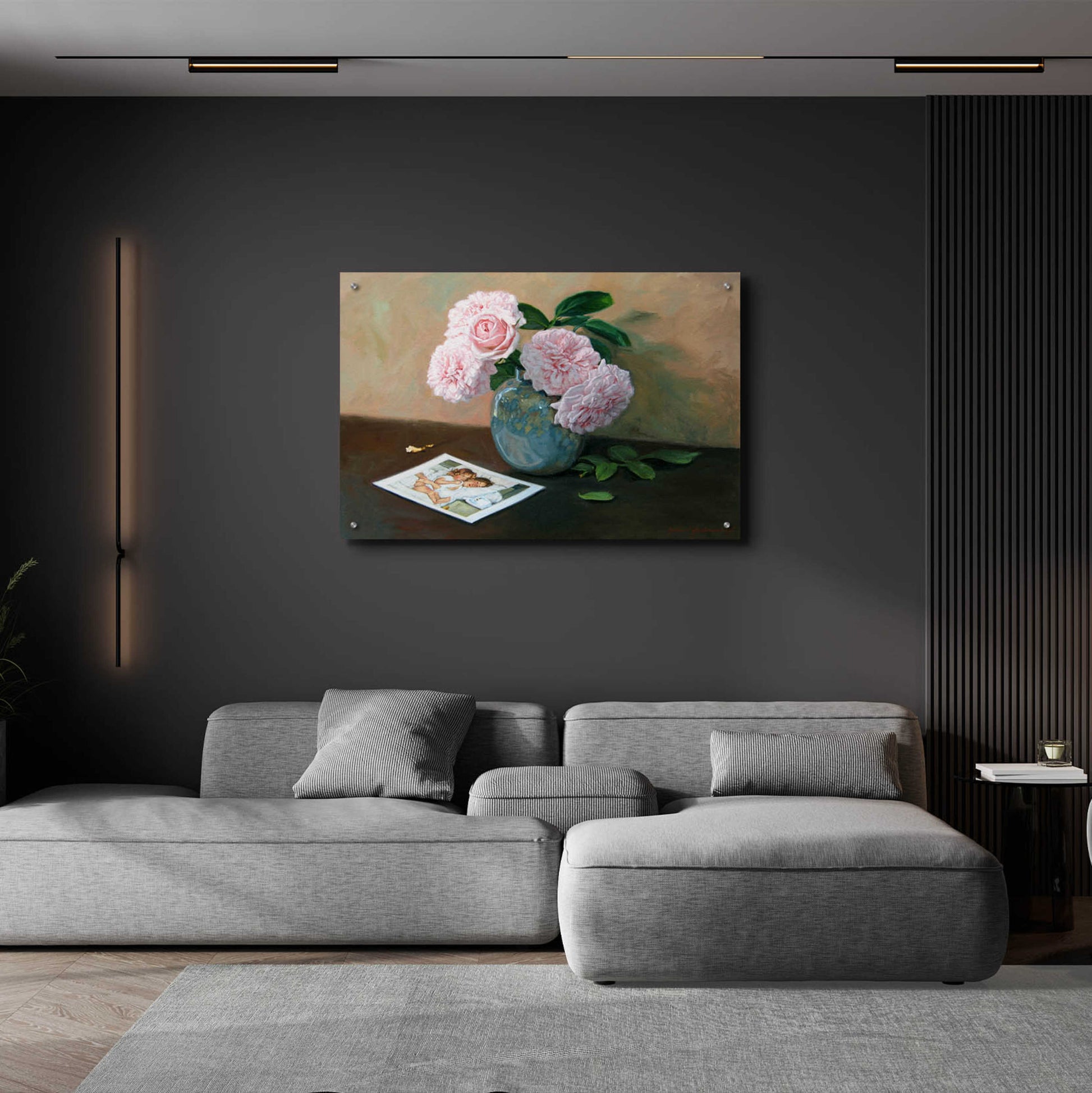 Epic Art 'Pink Floral' by Robin Anderson, Acrylic Glass Wall Art,36x24