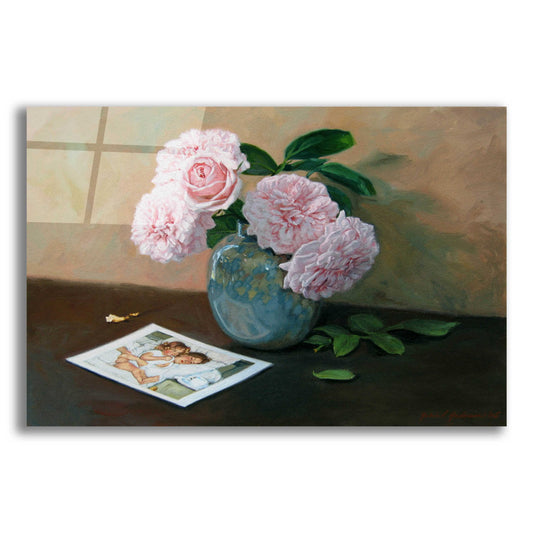 Epic Art 'Pink Floral' by Robin Anderson, Acrylic Glass Wall Art