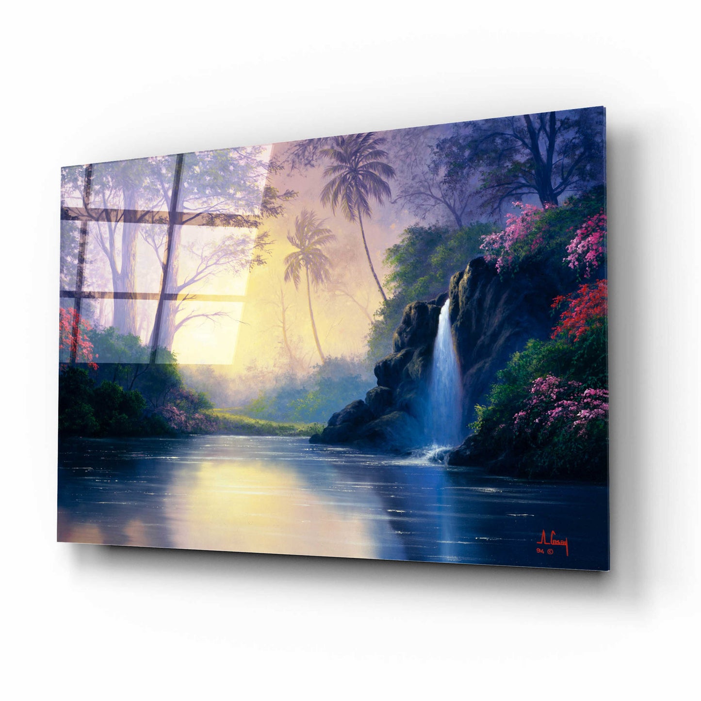 Epic Art 'Mystic Waterfall' by Anthony Casay, Acrylic Glass Wall Art,16x12