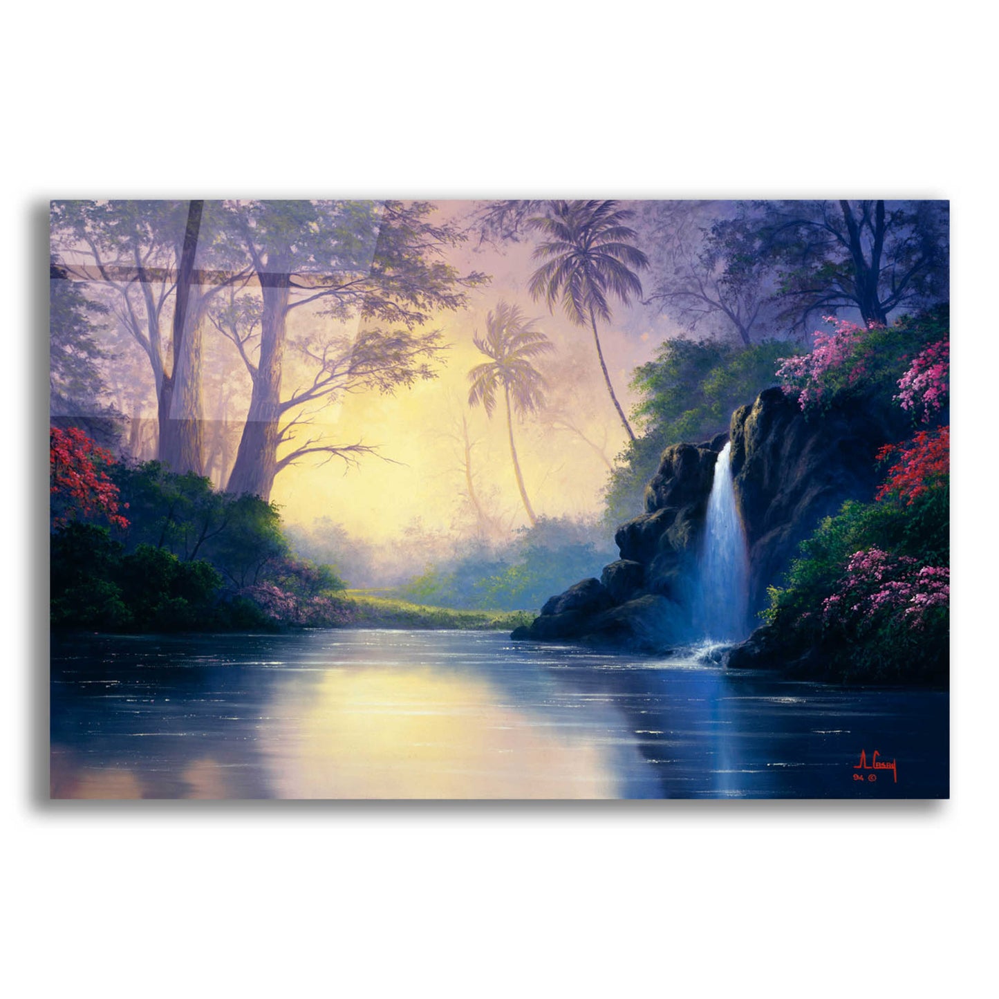 Epic Art 'Mystic Waterfall' by Anthony Casay, Acrylic Glass Wall Art,16x12