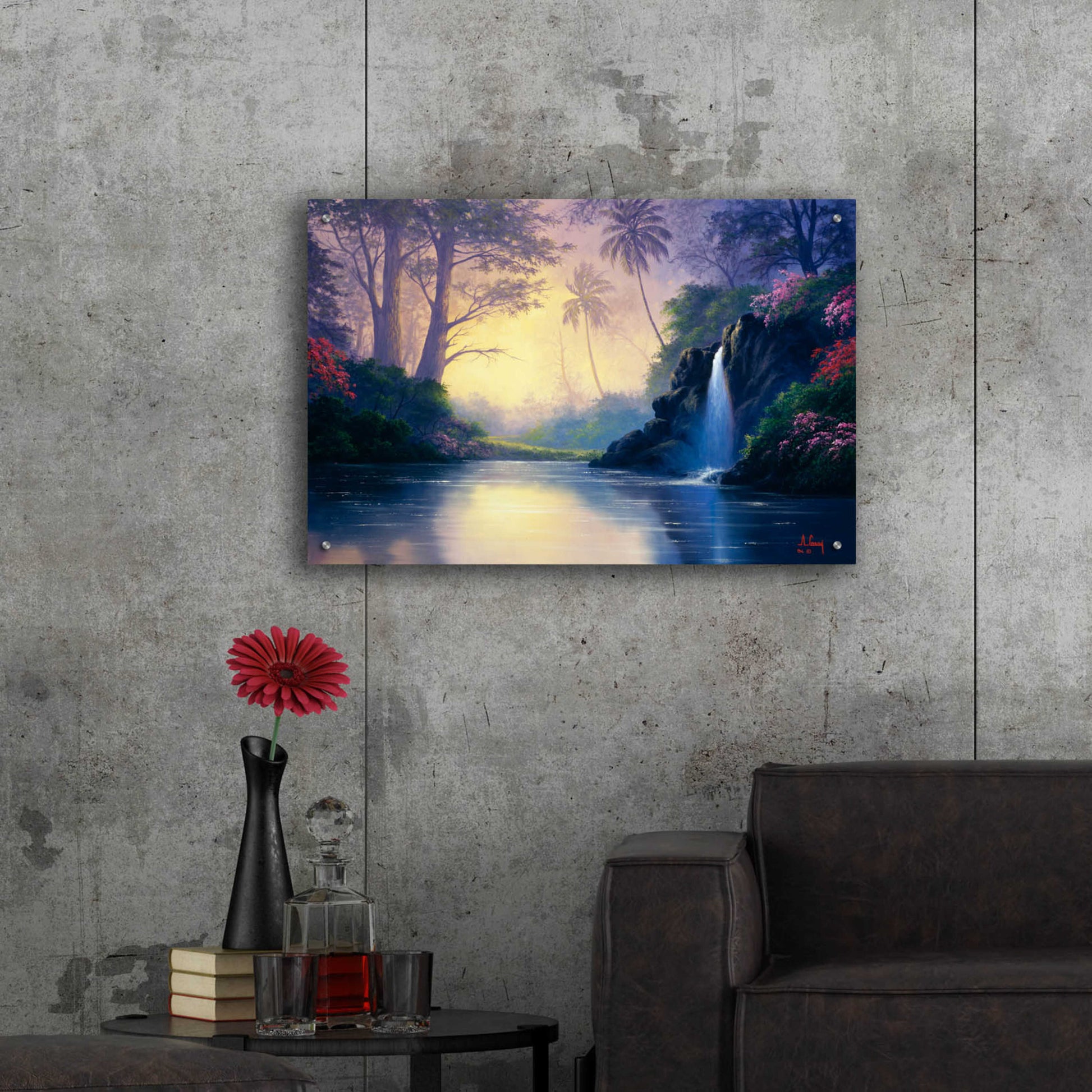 Epic Art 'Mystic Waterfall' by Anthony Casay, Acrylic Glass Wall Art,36x24