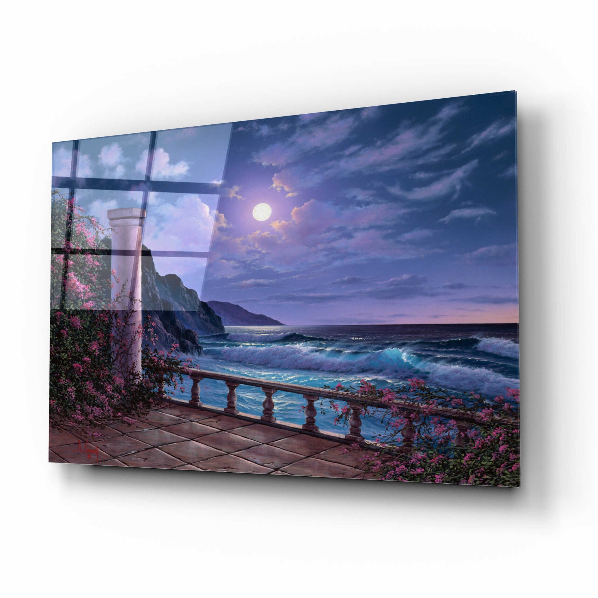 Epic Art 'Moonlight Sea' by Anthony Casay, Acrylic Glass Wall Art,16x12