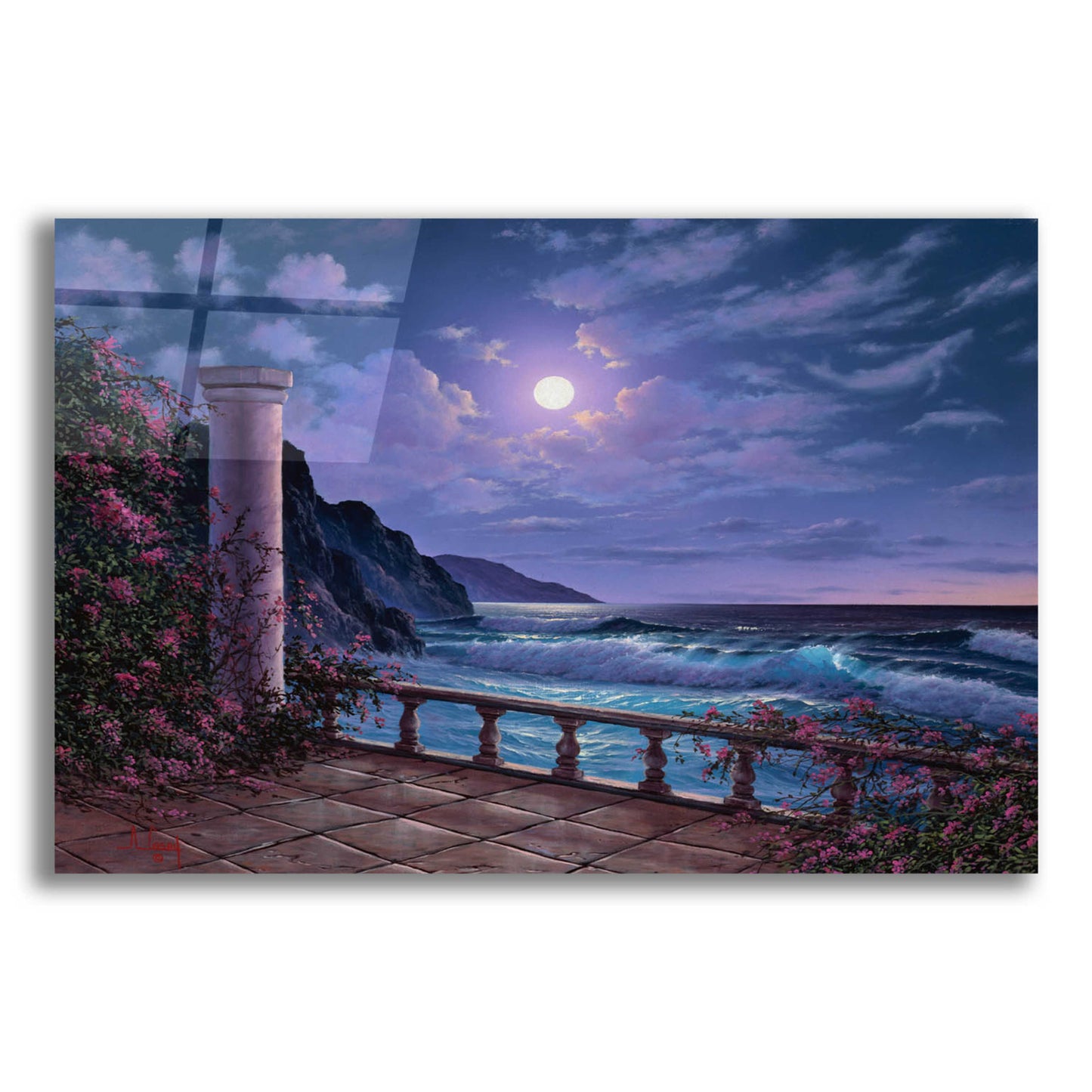 Epic Art 'Moonlight Sea' by Anthony Casay, Acrylic Glass Wall Art,16x12