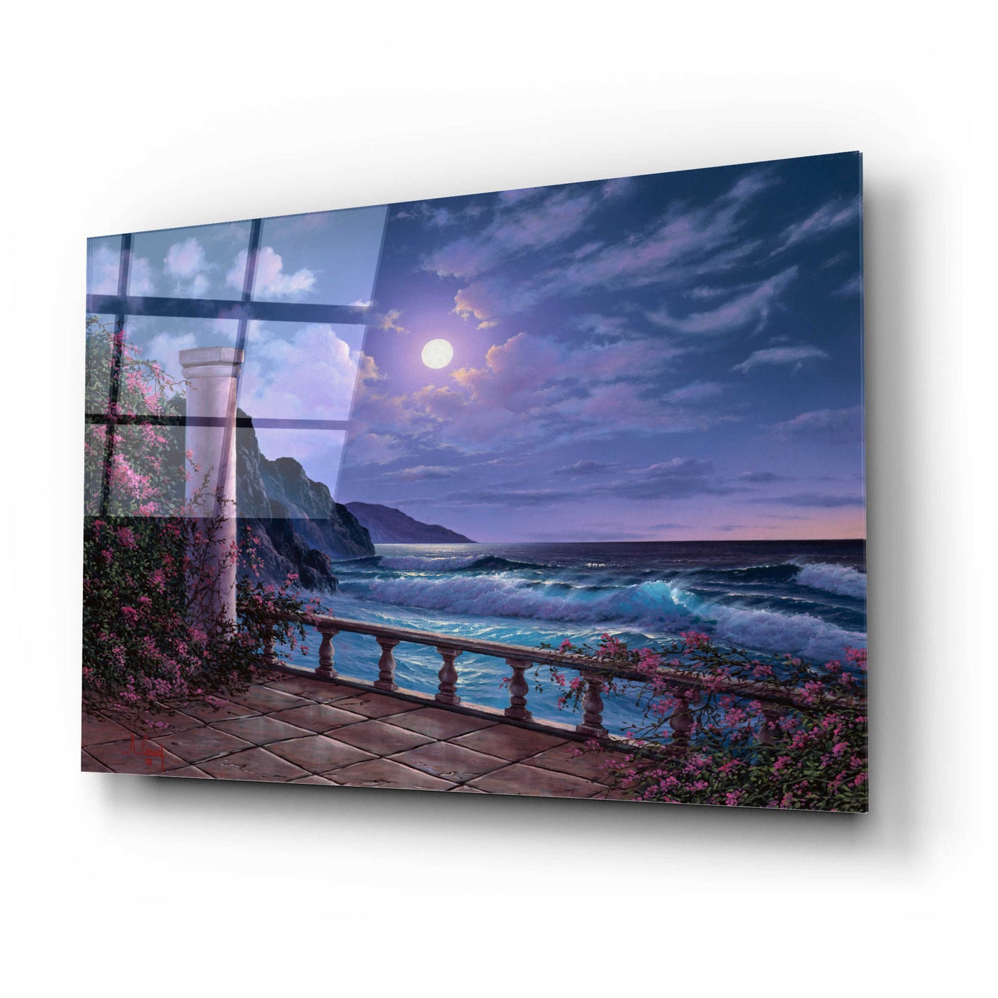 Epic Art 'Moonlight Sea' by Anthony Casay, Acrylic Glass Wall Art,24x16