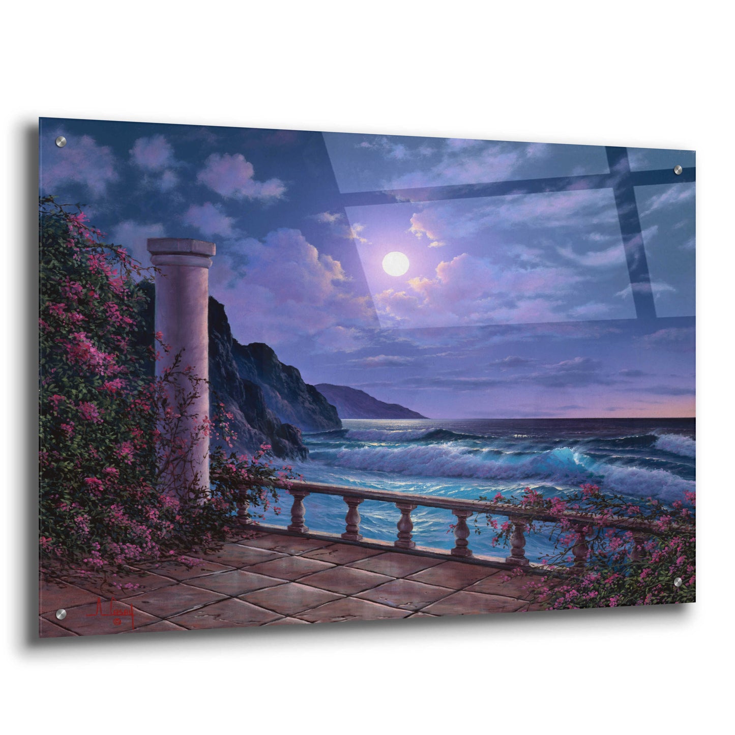 Epic Art 'Moonlight Sea' by Anthony Casay, Acrylic Glass Wall Art,36x24