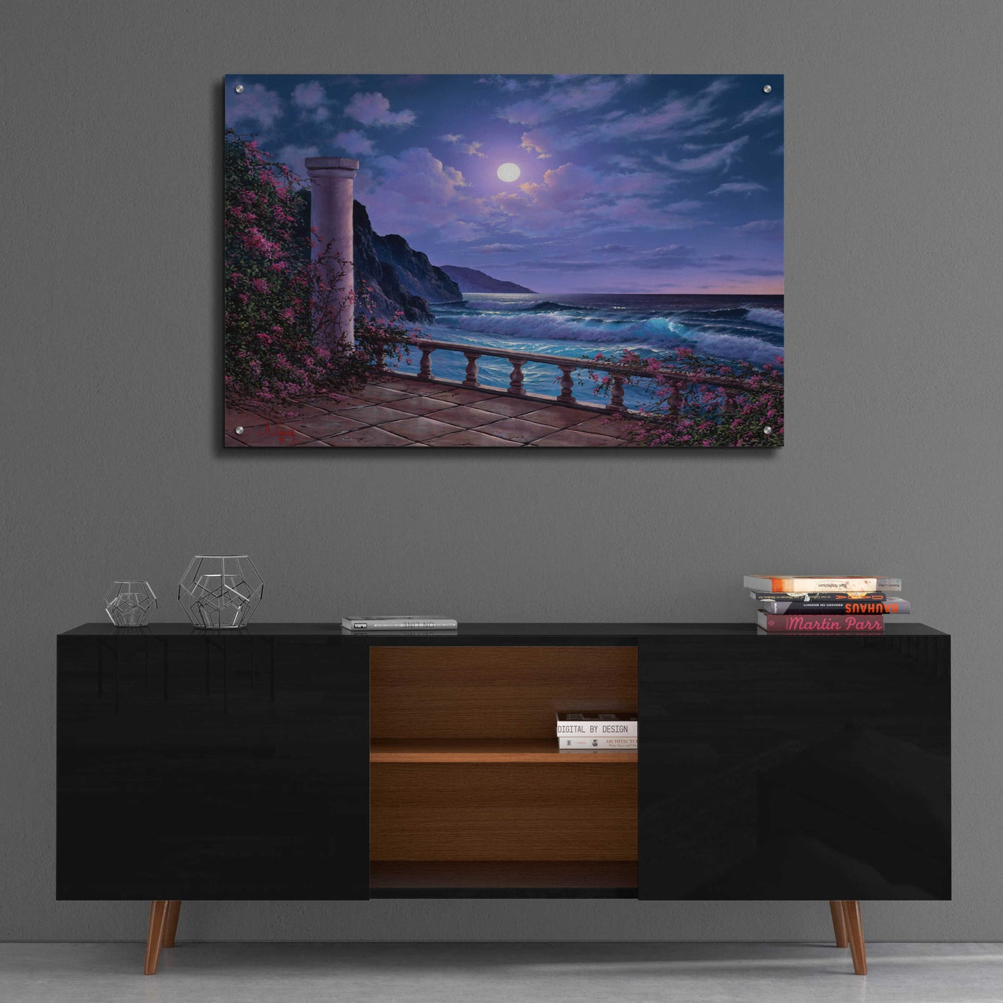 Epic Art 'Moonlight Sea' by Anthony Casay, Acrylic Glass Wall Art,36x24