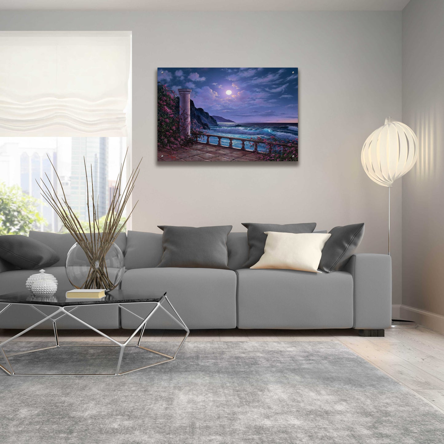 Epic Art 'Moonlight Sea' by Anthony Casay, Acrylic Glass Wall Art,36x24