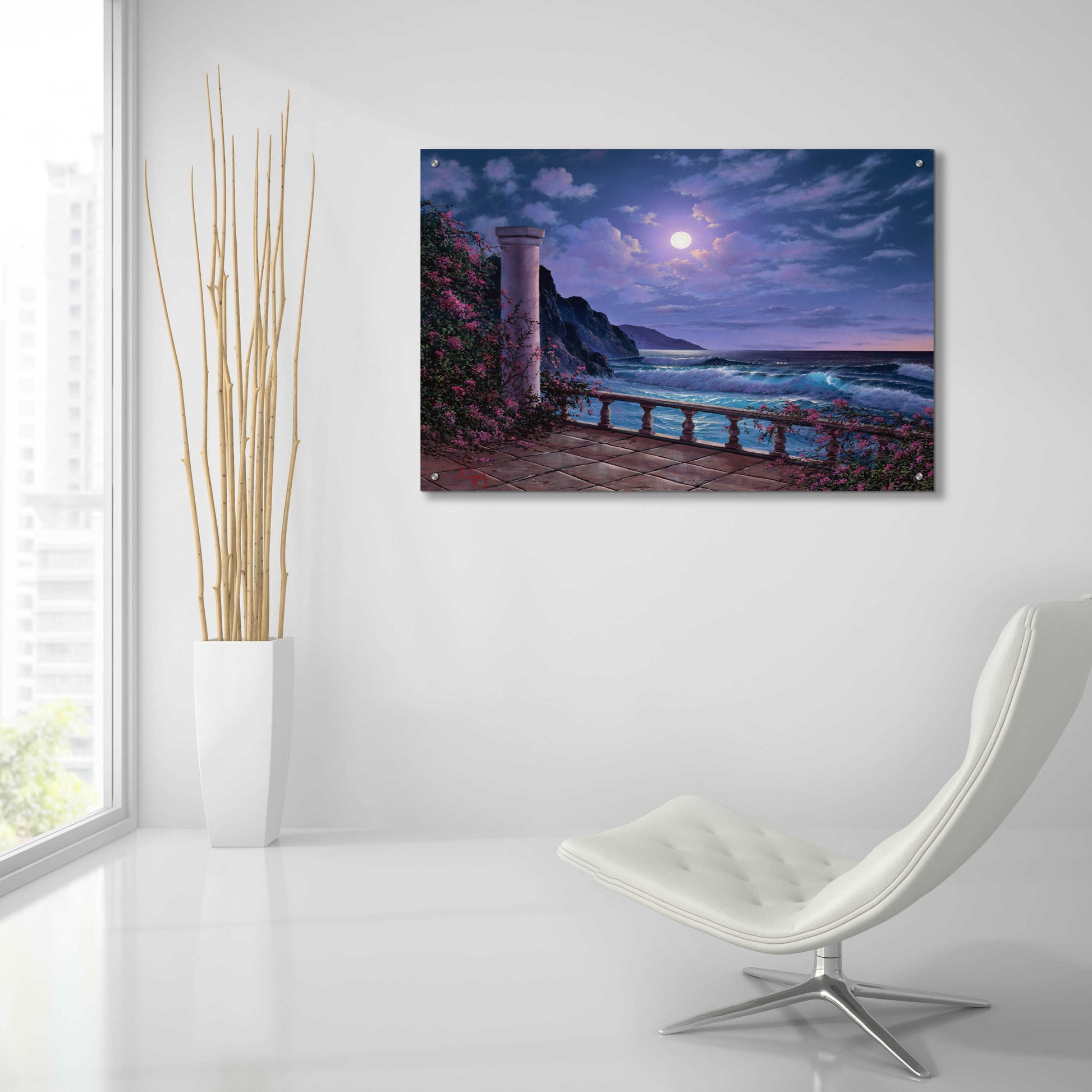 Epic Art 'Moonlight Sea' by Anthony Casay, Acrylic Glass Wall Art,36x24