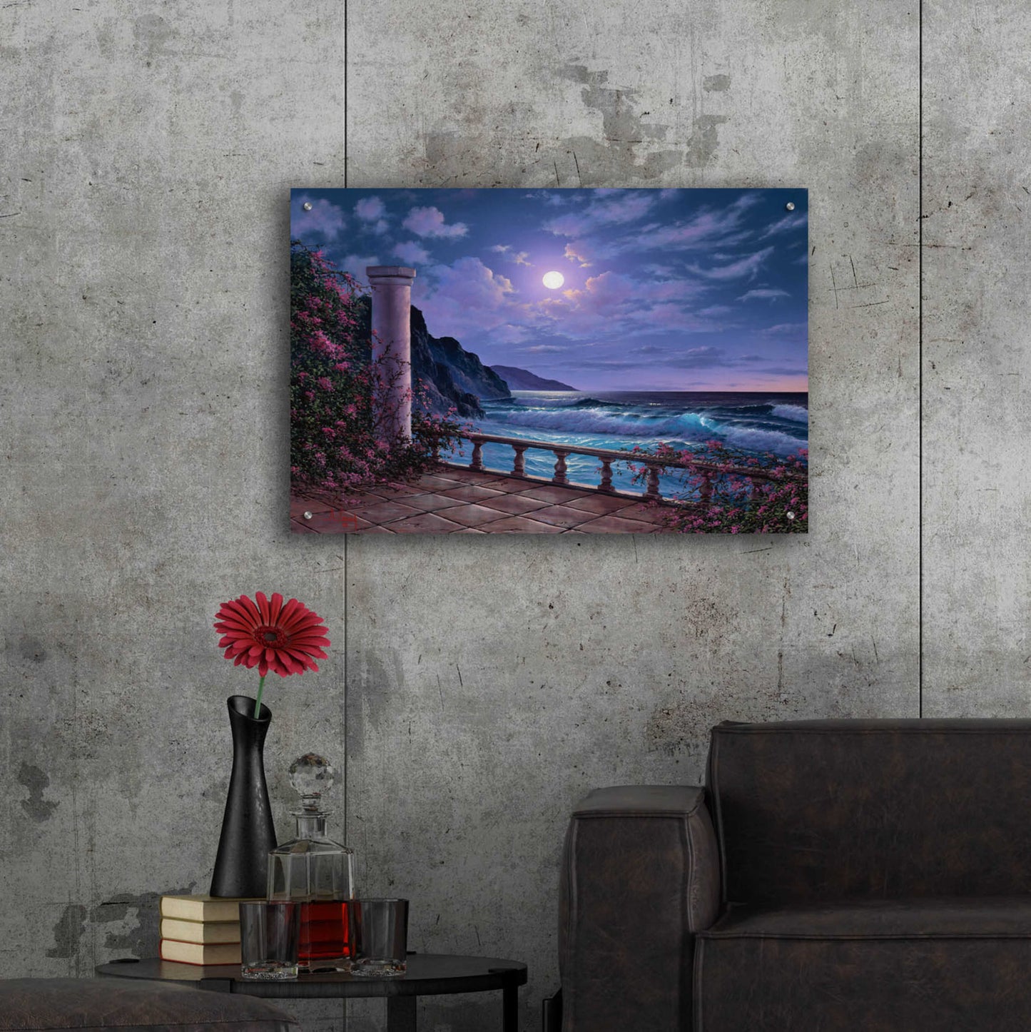 Epic Art 'Moonlight Sea' by Anthony Casay, Acrylic Glass Wall Art,36x24