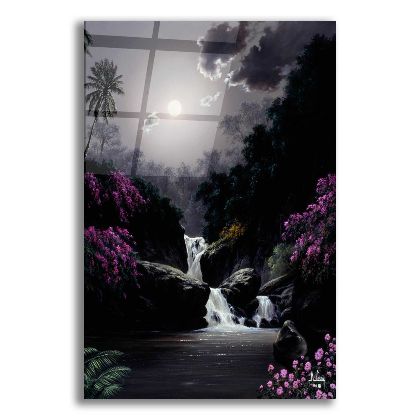 Epic Art 'Moonlight Roses' by Anthony Casay, Acrylic Glass Wall Art,12x16