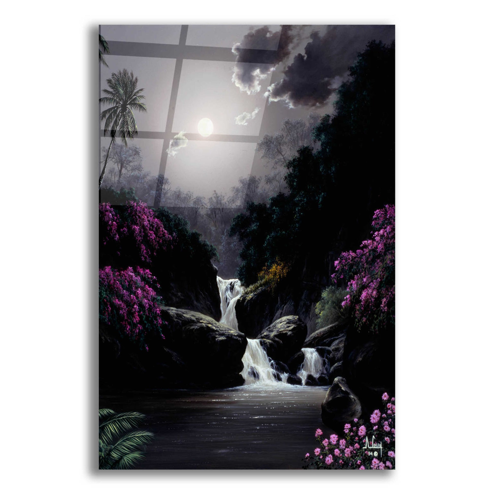 Epic Art 'Moonlight Roses' by Anthony Casay, Acrylic Glass Wall Art,16x24