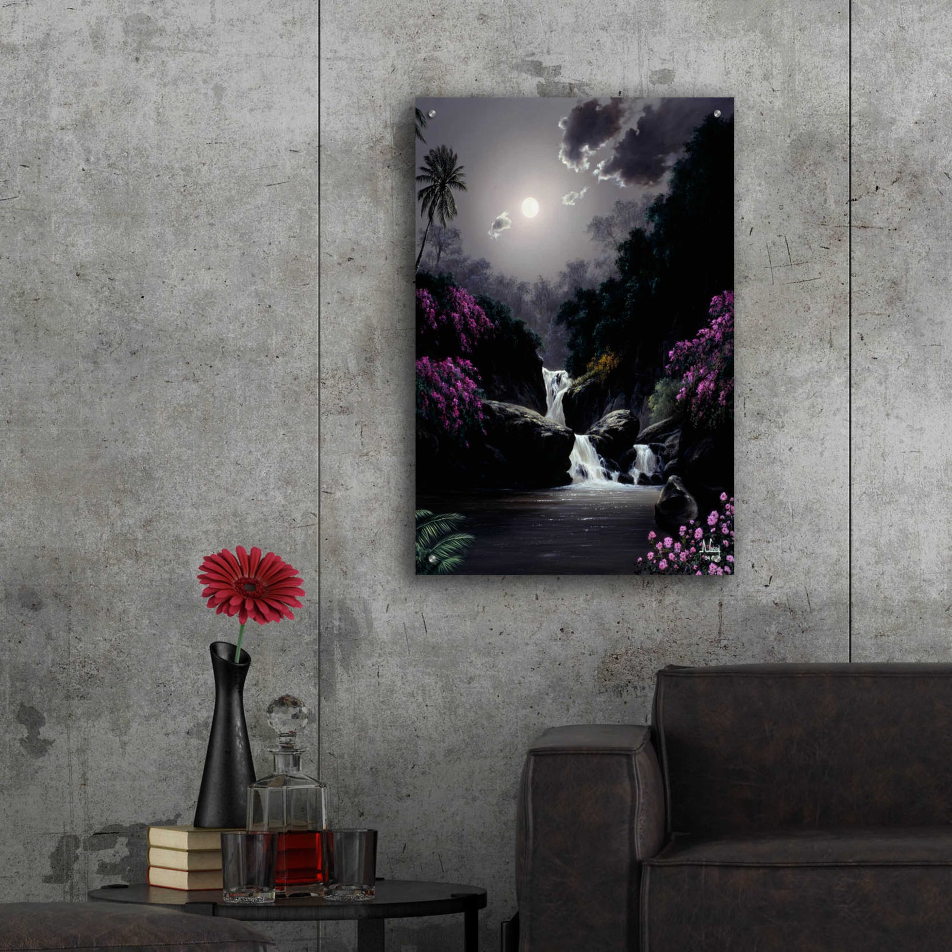 Epic Art 'Moonlight Roses' by Anthony Casay, Acrylic Glass Wall Art,24x36