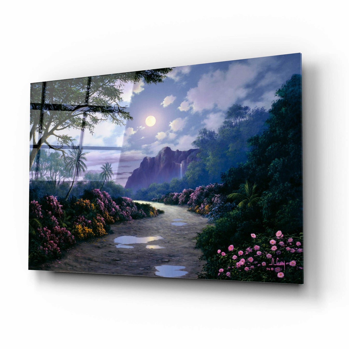 Epic Art 'Moonlight Roses 2' by Anthony Casay, Acrylic Glass Wall Art,16x12