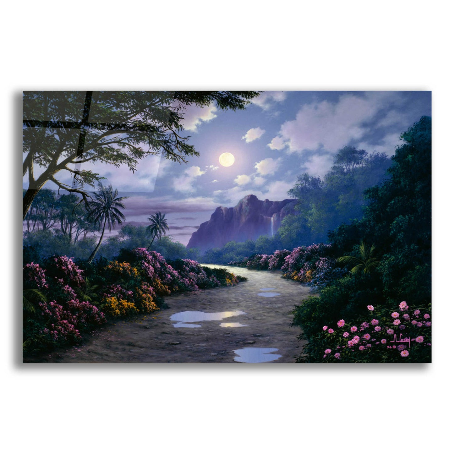 Epic Art 'Moonlight Roses 2' by Anthony Casay, Acrylic Glass Wall Art,16x12