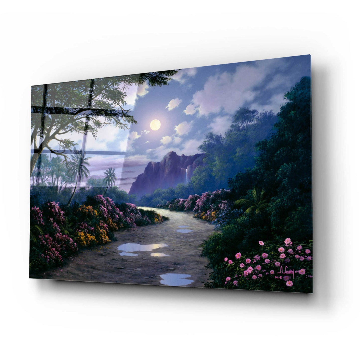 Epic Art 'Moonlight Roses 2' by Anthony Casay, Acrylic Glass Wall Art,24x16