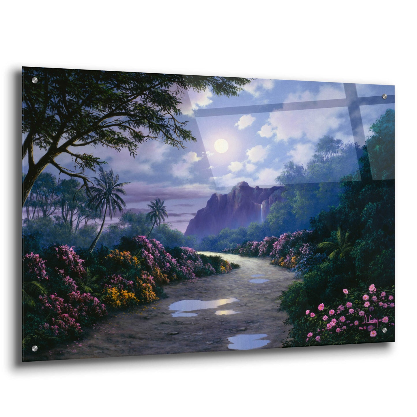 Epic Art 'Moonlight Roses 2' by Anthony Casay, Acrylic Glass Wall Art,36x24