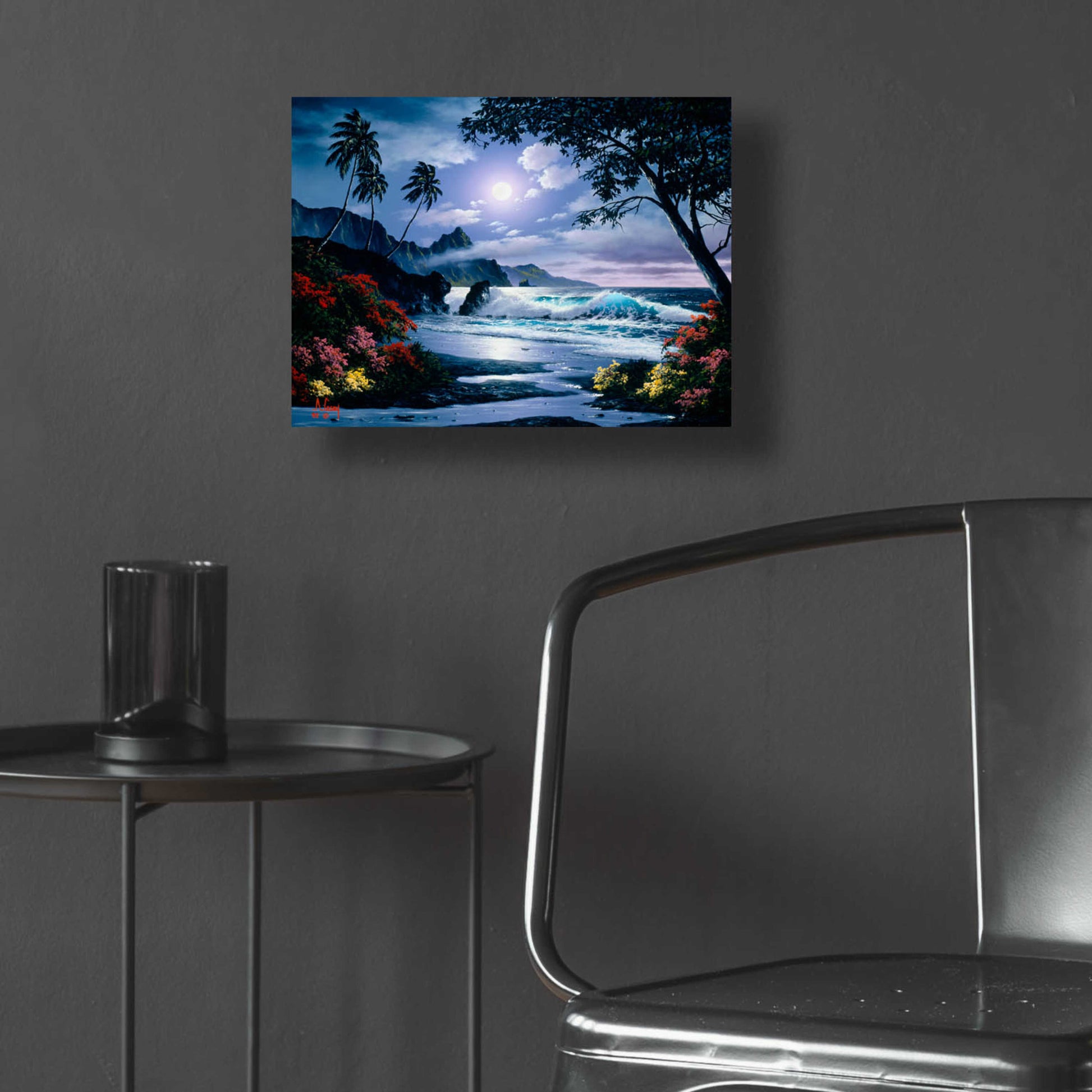 Epic Art 'Moonlight waves' by Anthony Casay, Acrylic Glass Wall Art,16x12