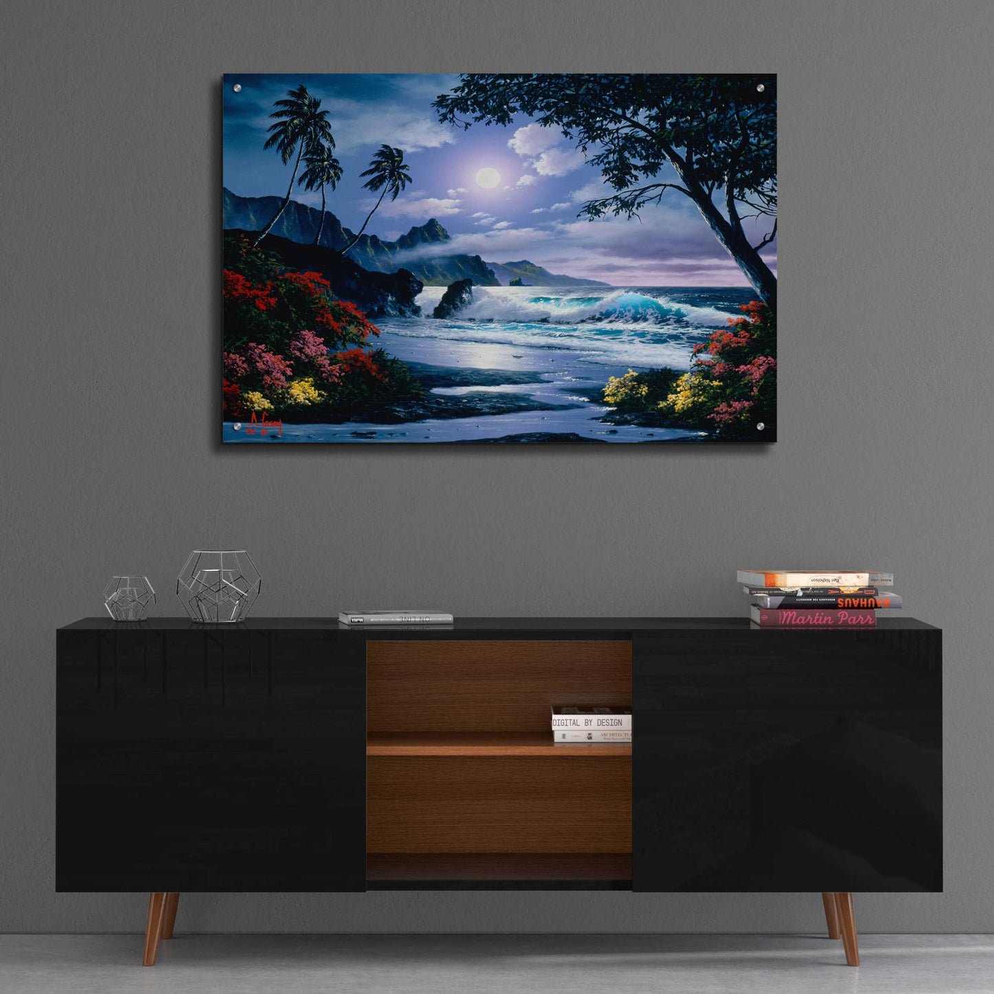 Epic Art 'Moonlight waves' by Anthony Casay, Acrylic Glass Wall Art,36x24