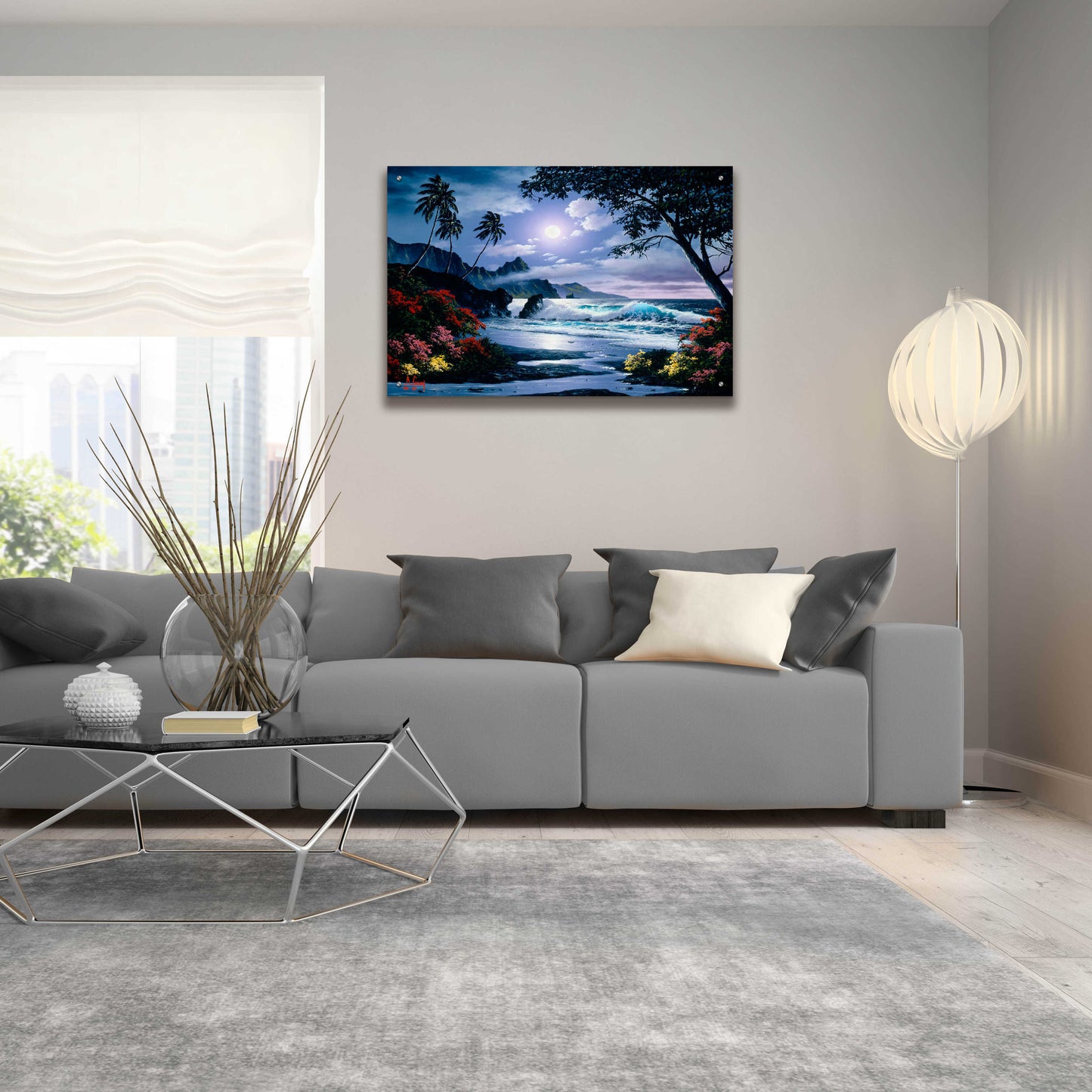 Epic Art 'Moonlight waves' by Anthony Casay, Acrylic Glass Wall Art,36x24