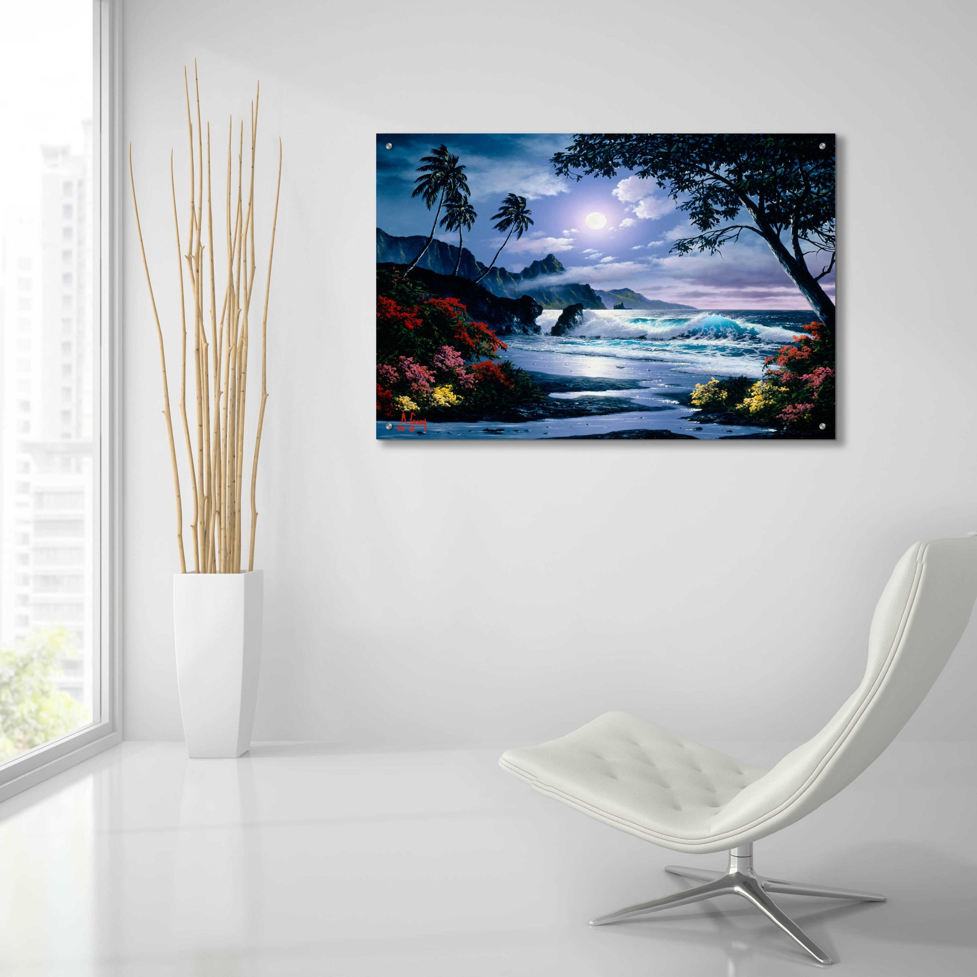 Epic Art 'Moonlight waves' by Anthony Casay, Acrylic Glass Wall Art,36x24