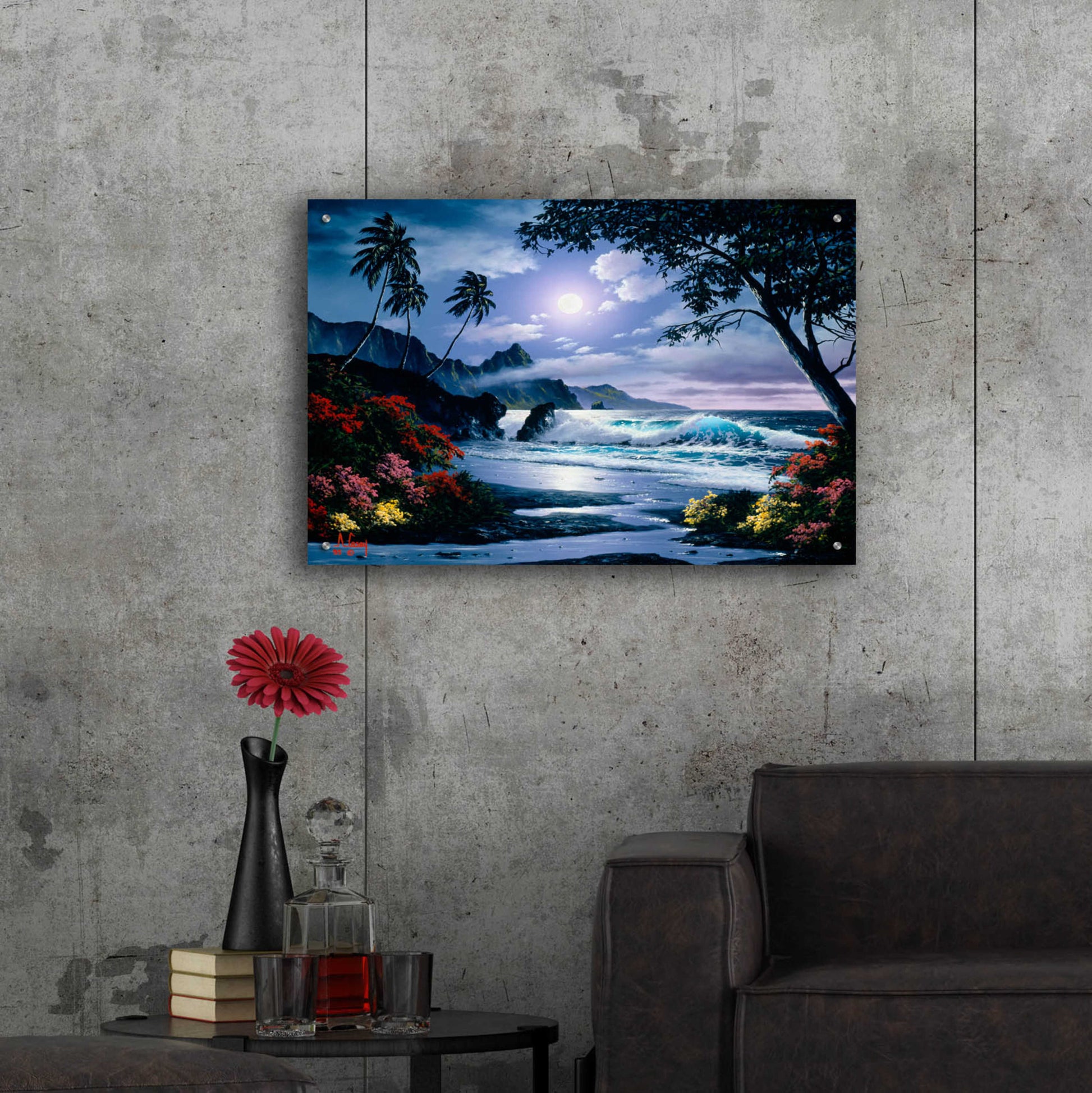 Epic Art 'Moonlight waves' by Anthony Casay, Acrylic Glass Wall Art,36x24