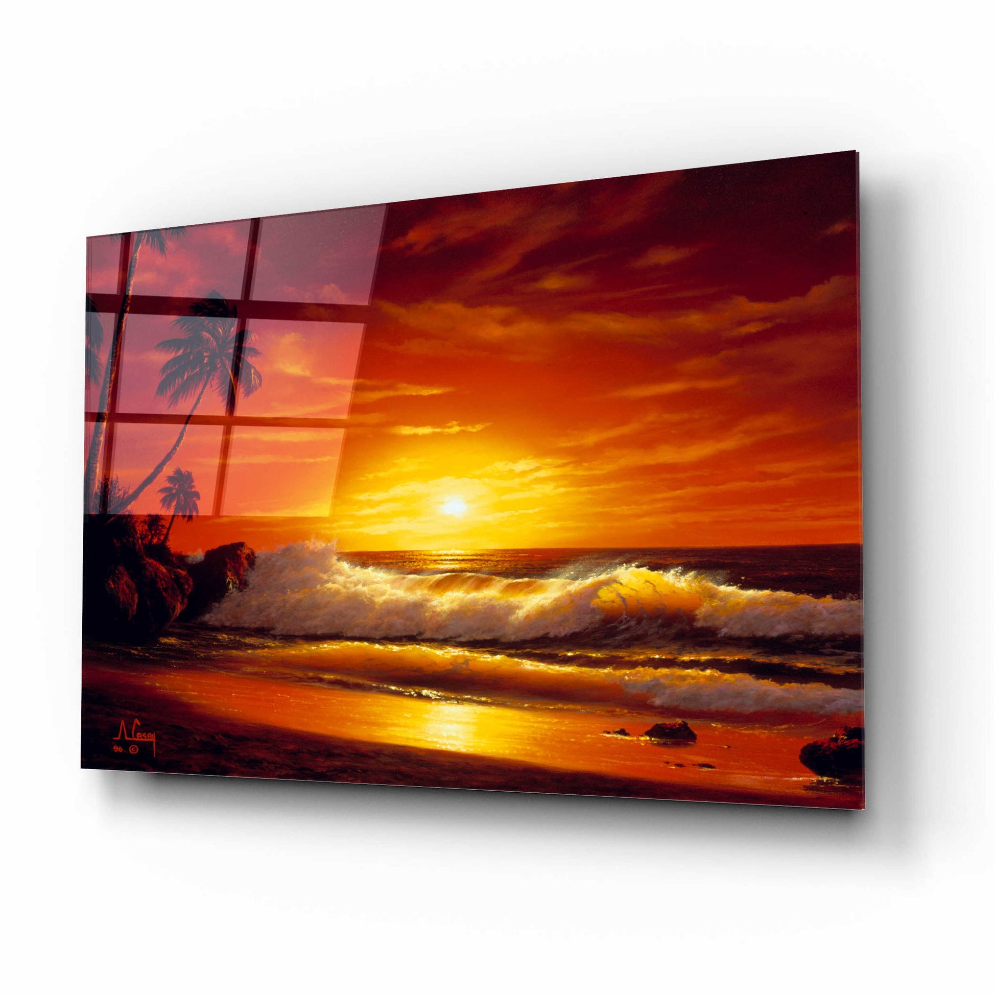 Epic Art 'Fiery Waves' by Anthony Casay, Acrylic Glass Wall Art,16x12