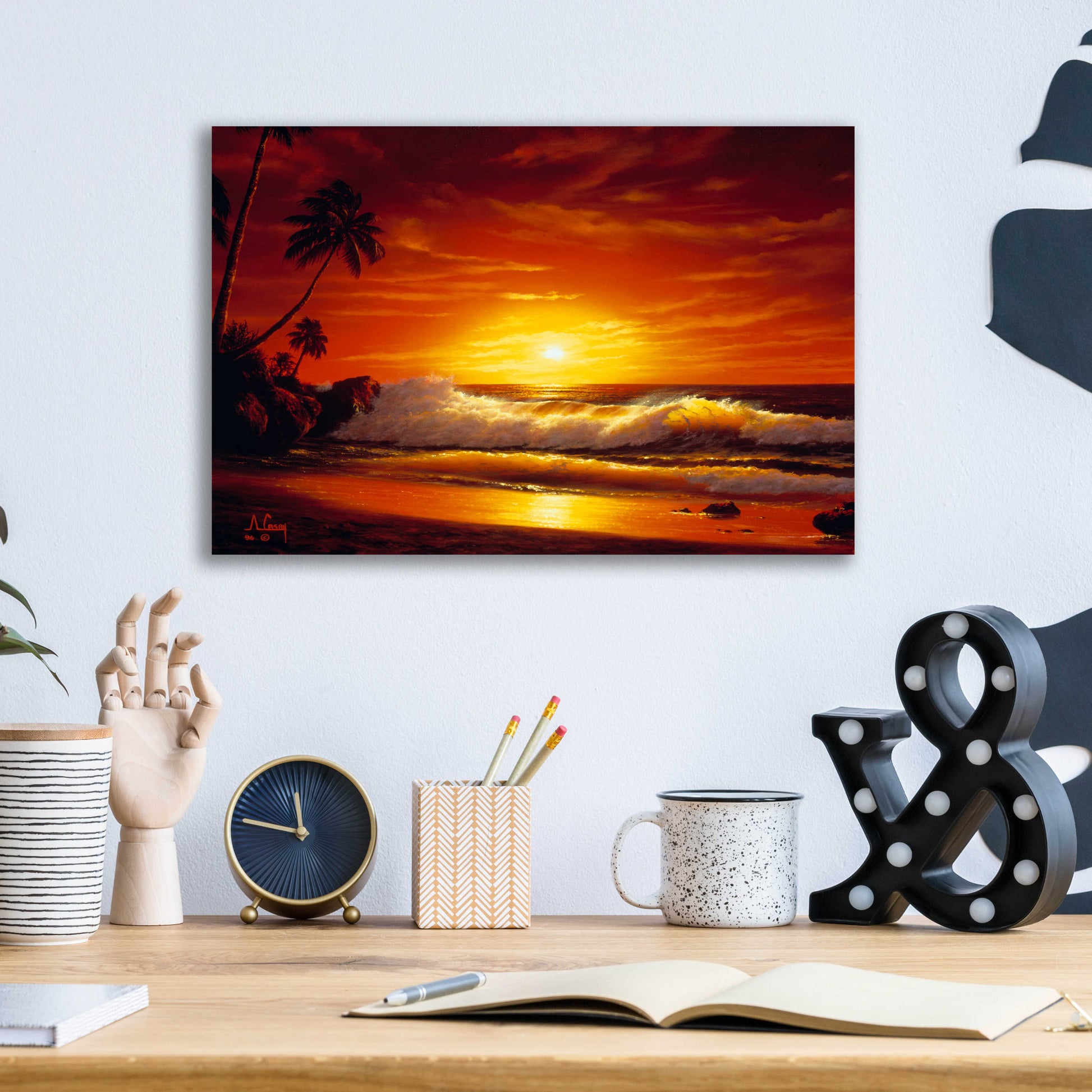 Epic Art 'Fiery Waves' by Anthony Casay, Acrylic Glass Wall Art,16x12