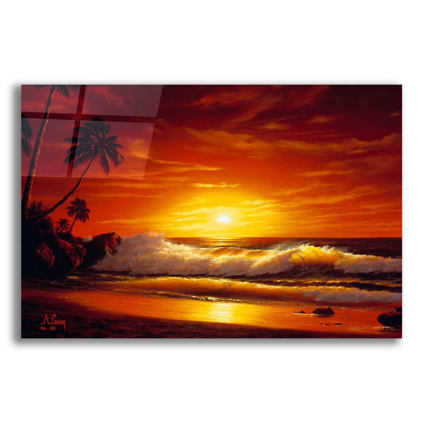 Epic Art 'Fiery Waves' by Anthony Casay, Acrylic Glass Wall Art,16x12