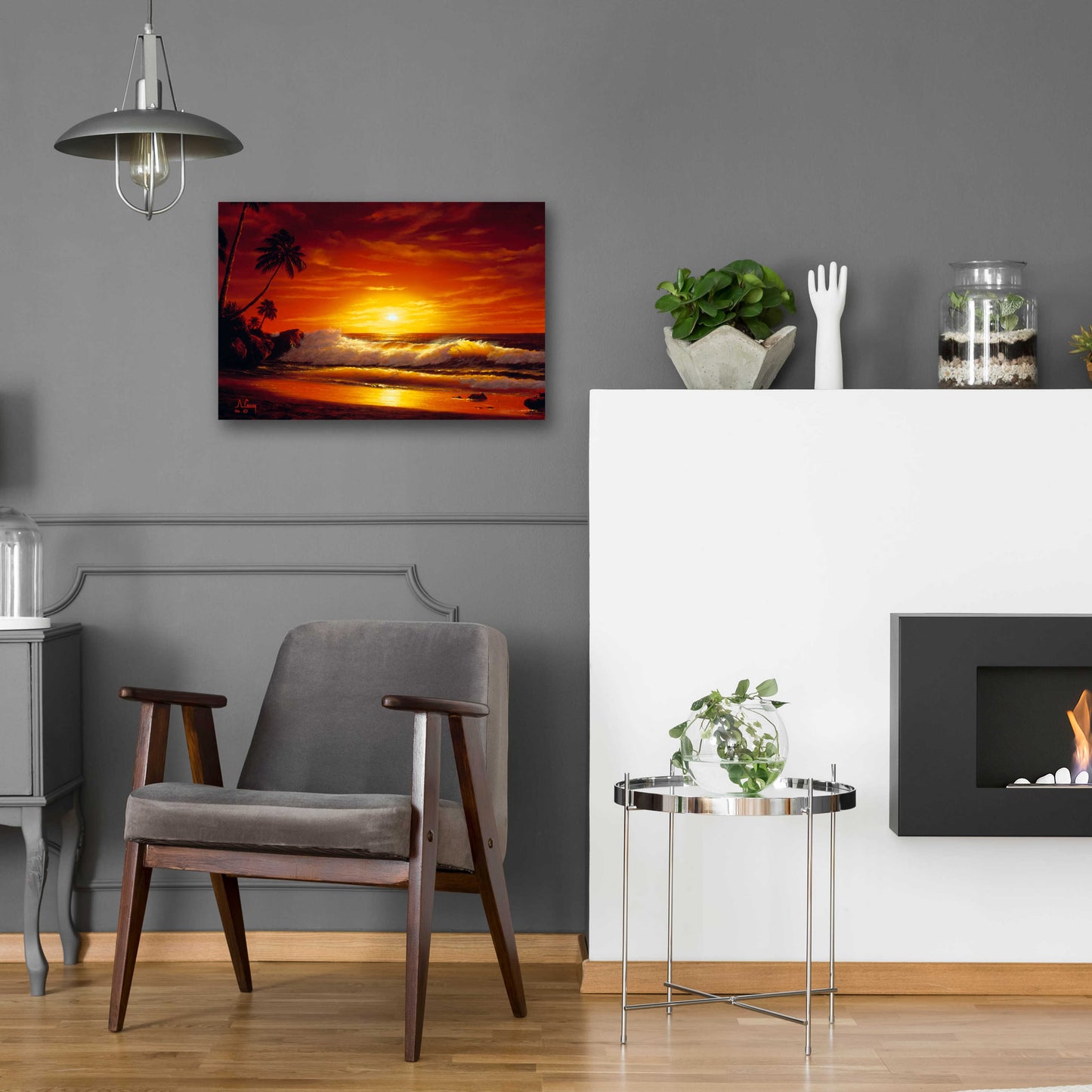 Epic Art 'Fiery Waves' by Anthony Casay, Acrylic Glass Wall Art,24x16