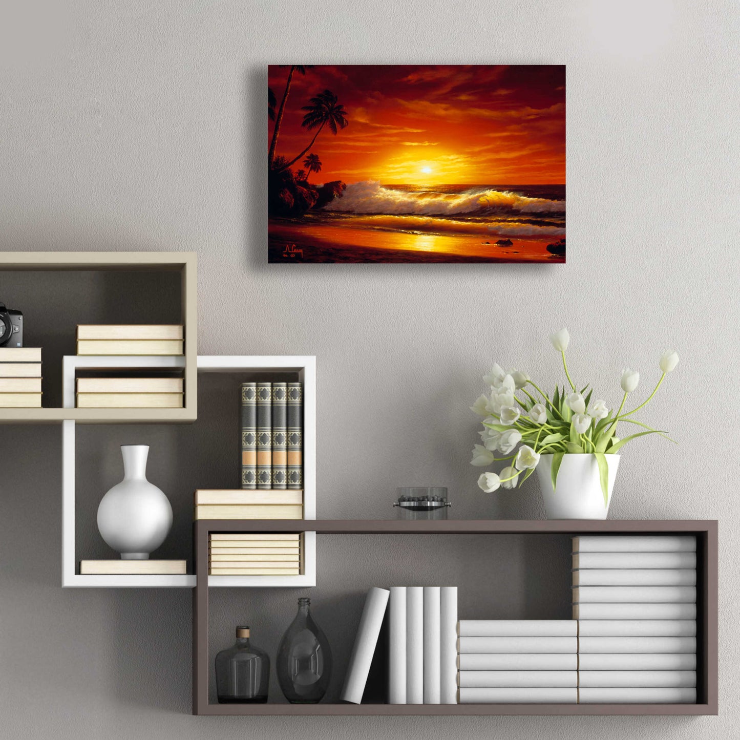 Epic Art 'Fiery Waves' by Anthony Casay, Acrylic Glass Wall Art,24x16