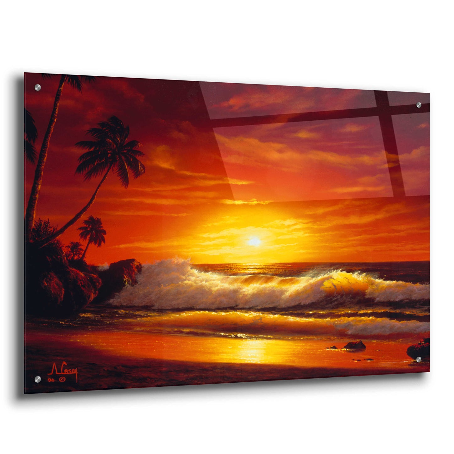 Epic Art 'Fiery Waves' by Anthony Casay, Acrylic Glass Wall Art,36x24