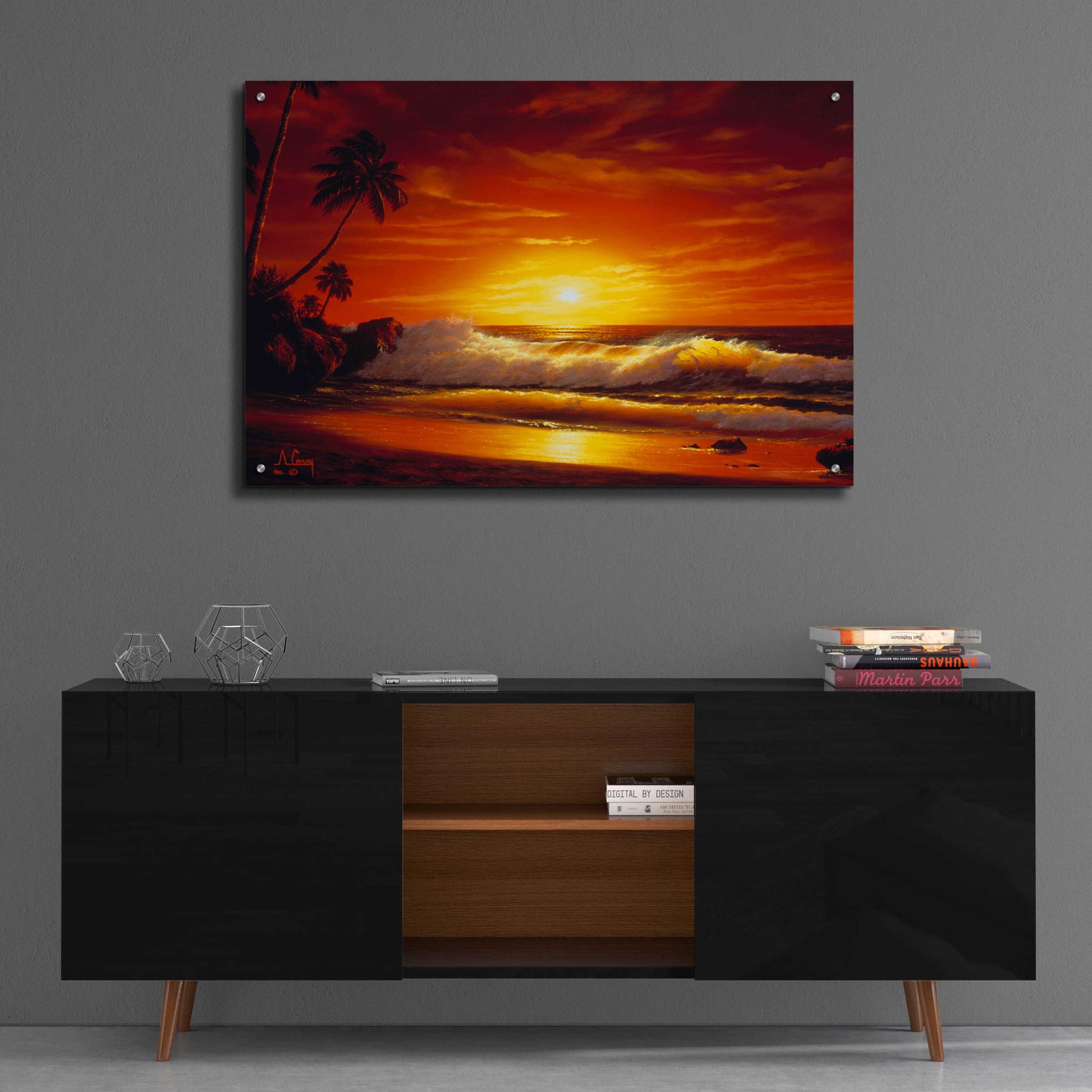 Epic Art 'Fiery Waves' by Anthony Casay, Acrylic Glass Wall Art,36x24