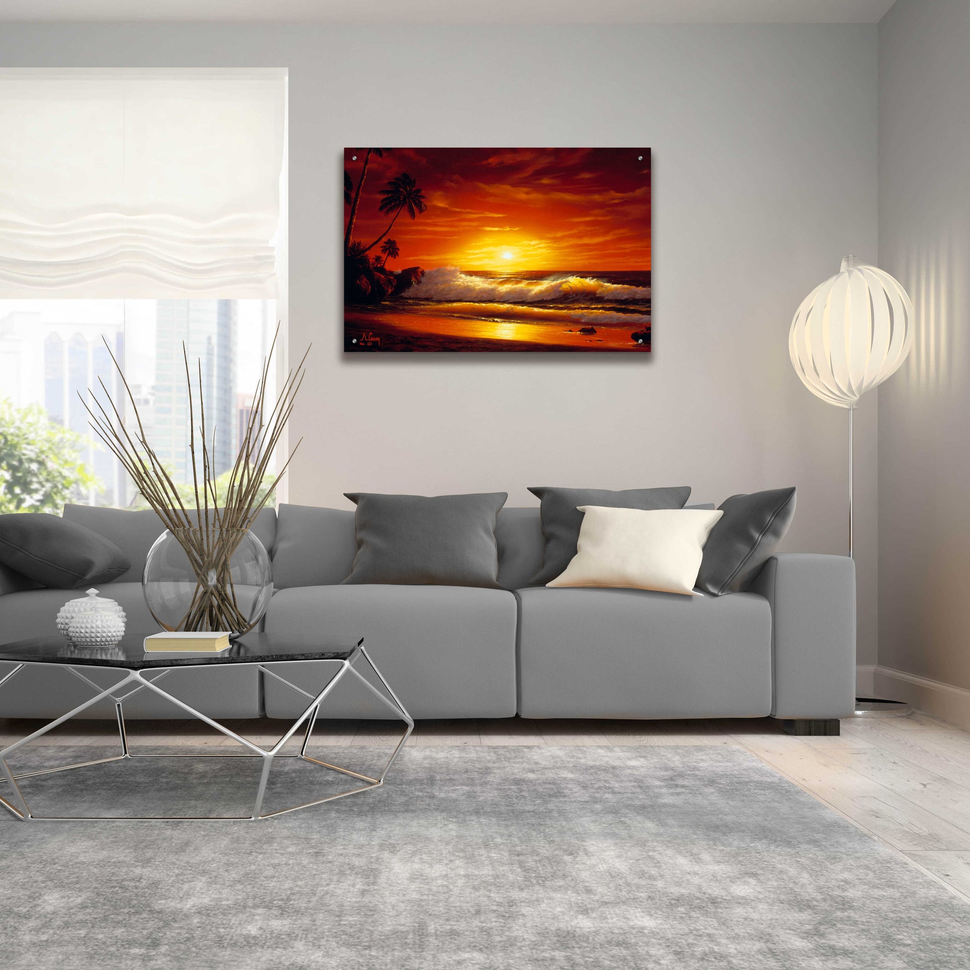 Epic Art 'Fiery Waves' by Anthony Casay, Acrylic Glass Wall Art,36x24