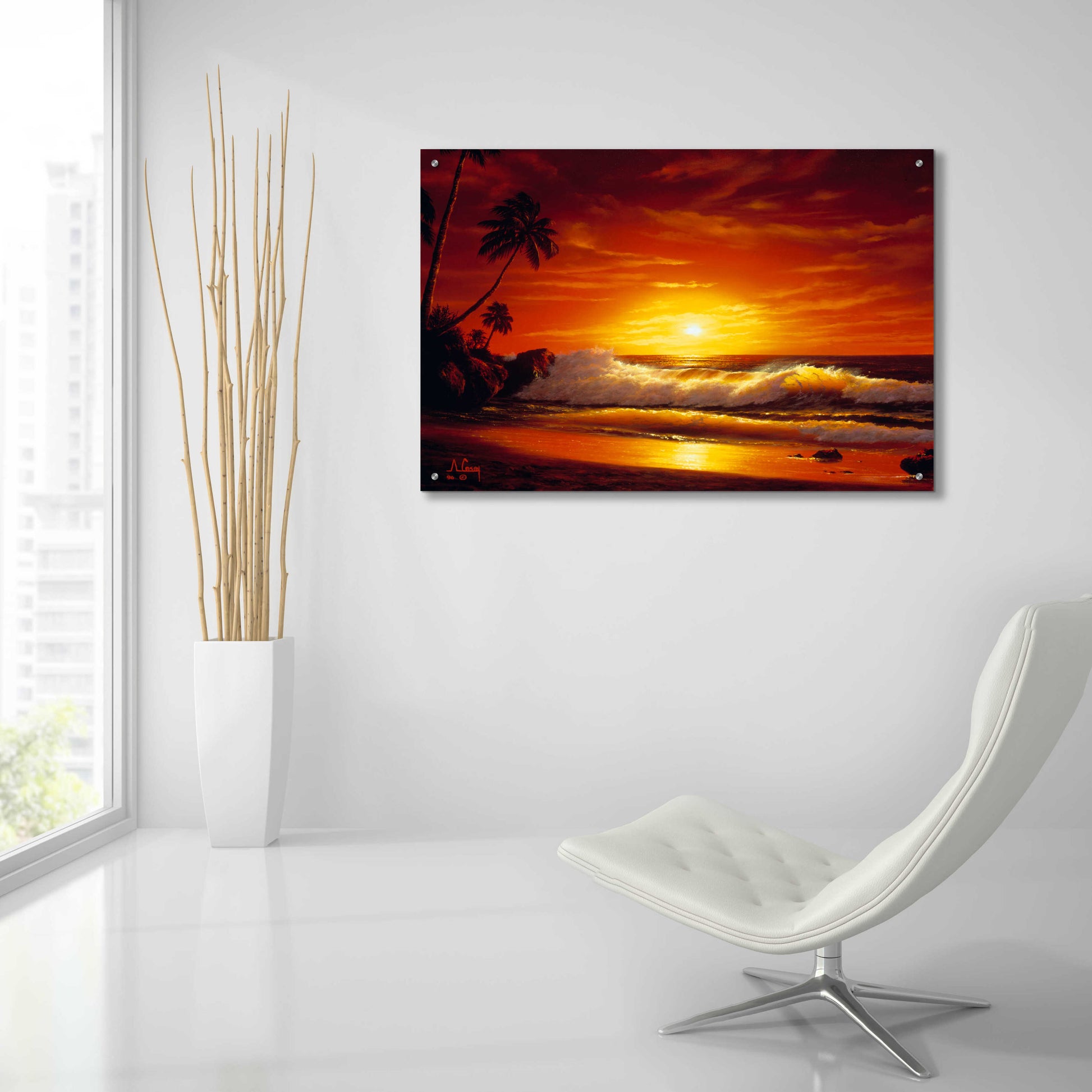 Epic Art 'Fiery Waves' by Anthony Casay, Acrylic Glass Wall Art,36x24