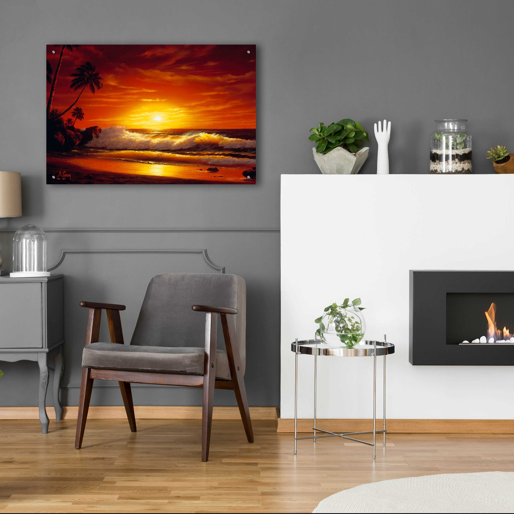 Epic Art 'Fiery Waves' by Anthony Casay, Acrylic Glass Wall Art,36x24