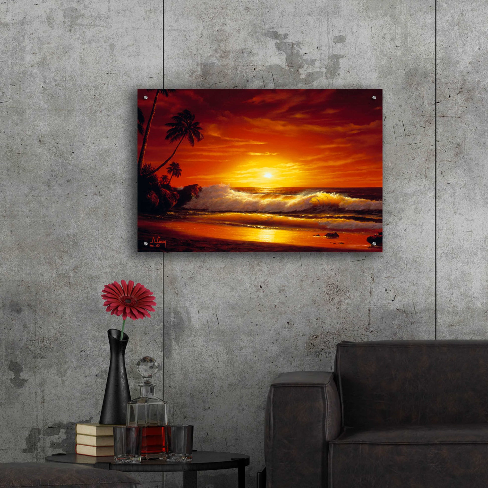 Epic Art 'Fiery Waves' by Anthony Casay, Acrylic Glass Wall Art,36x24