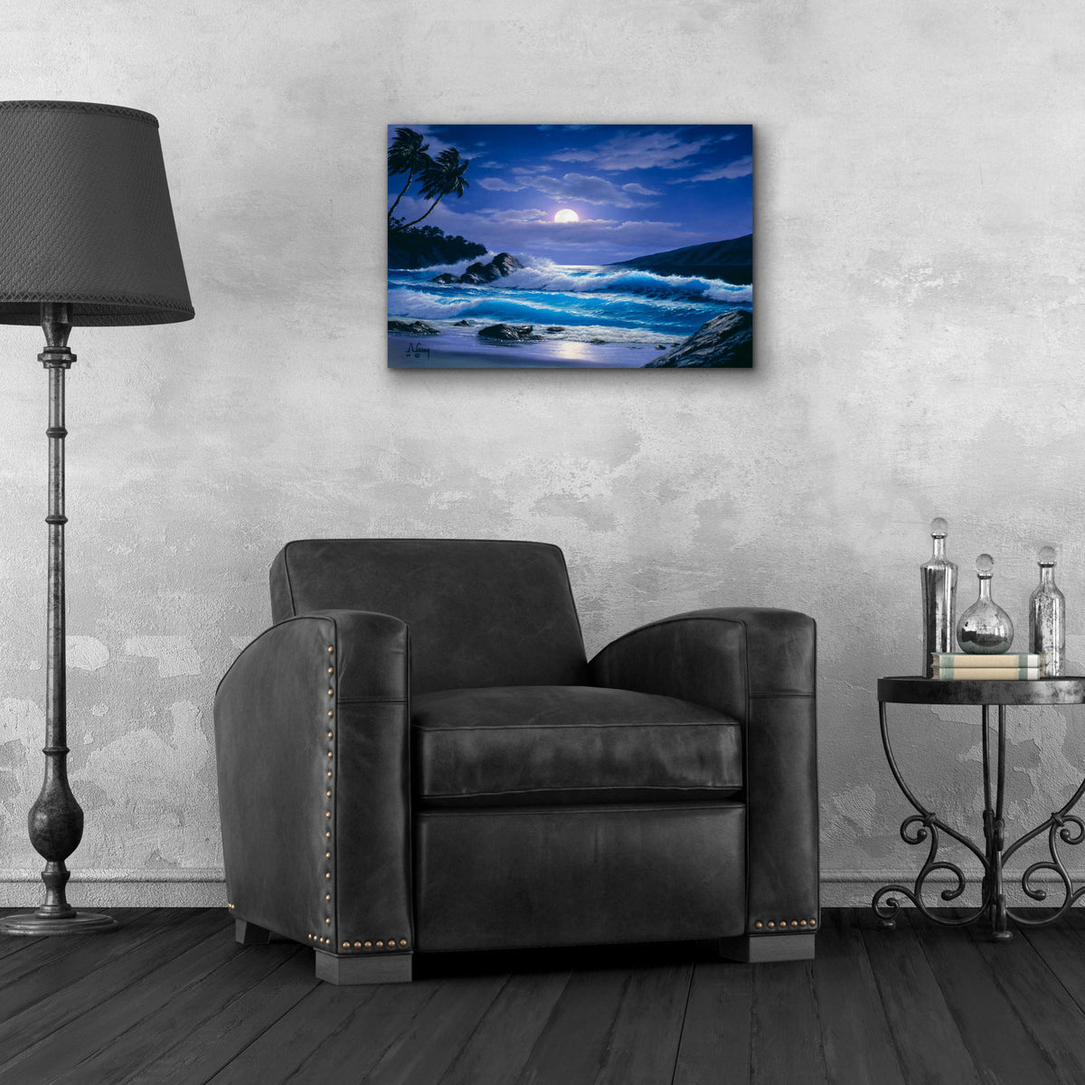 Epic Art 'Moonlight Waves 2' by Anthony Casay, Acrylic Glass Wall Art,24x16